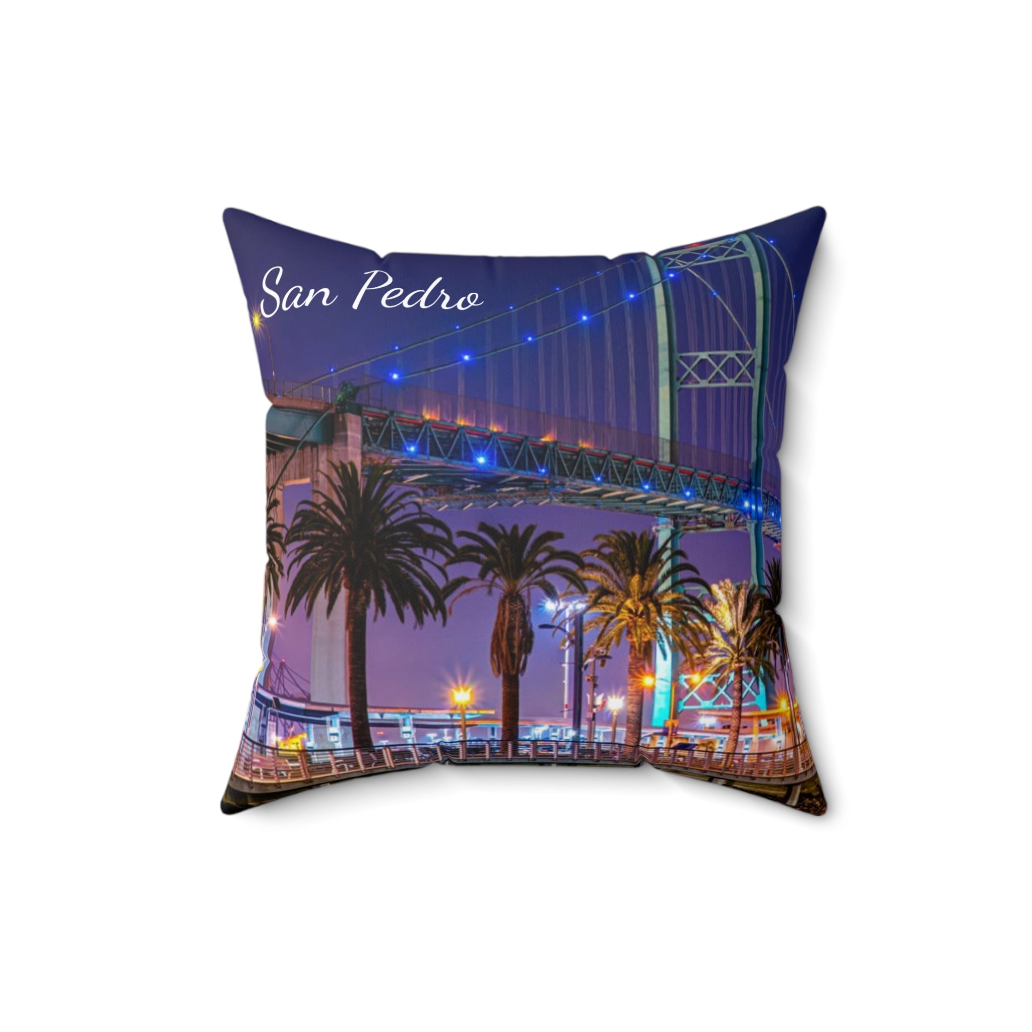 Vincent Thomas Bridge San Pedro California - Spun Polyester Square Pillow