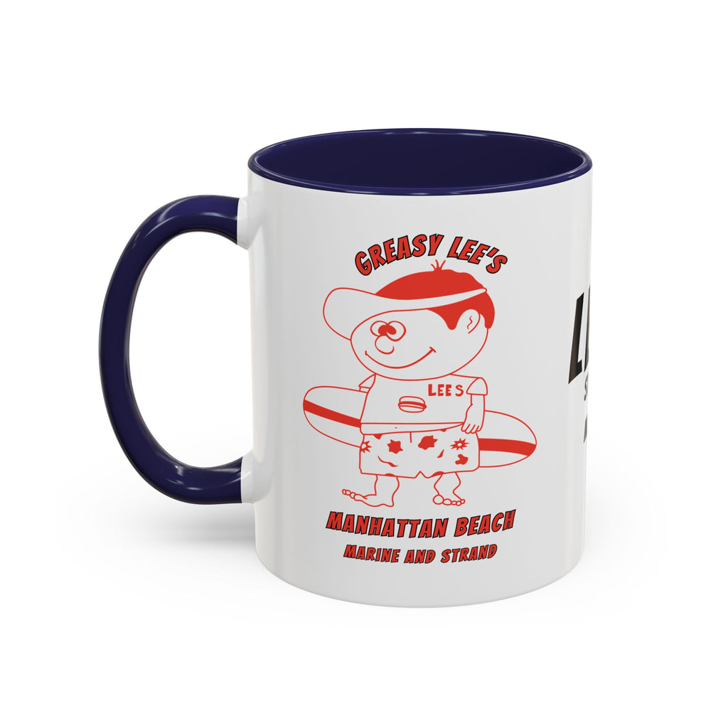Greasy Lee's Surfer Logo Mug | Marine and Strand Manhattan Beach Old School  Accent Coffee Mug 11oz 15oz