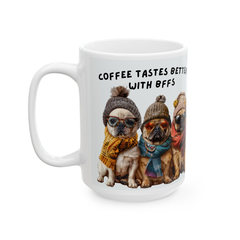 Cozy Pugs in Scarves Mug | Coffee Lover Ceramic Mug