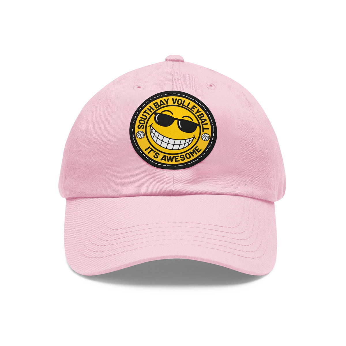 Volleyball Smiley Mom and Dad Hat — "South Bay Volleyball: It’s Awesome" Leather Patch