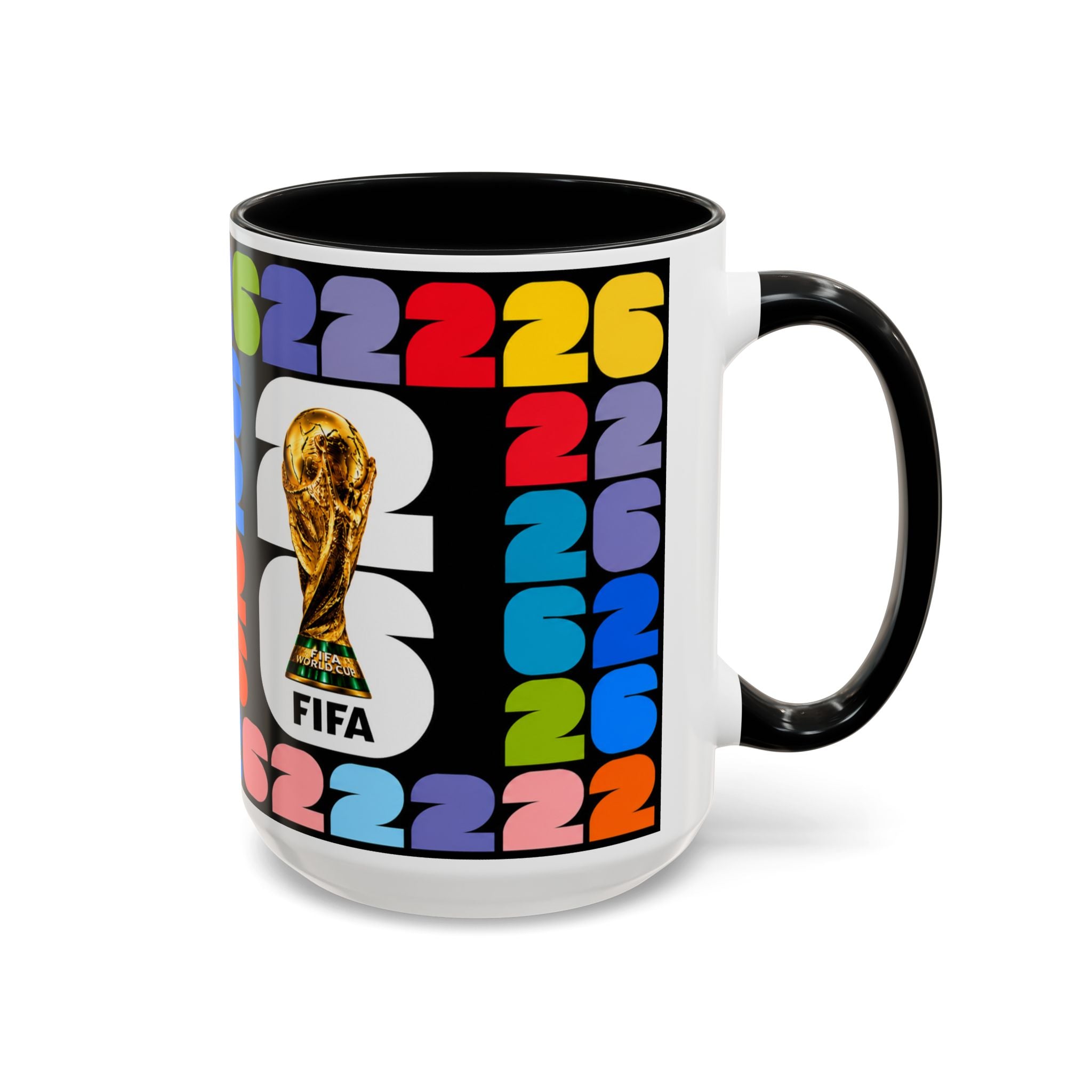 2026 World Cup Accent Coffee Mug – Colorful FIFA Trophy Design (11/15oz)