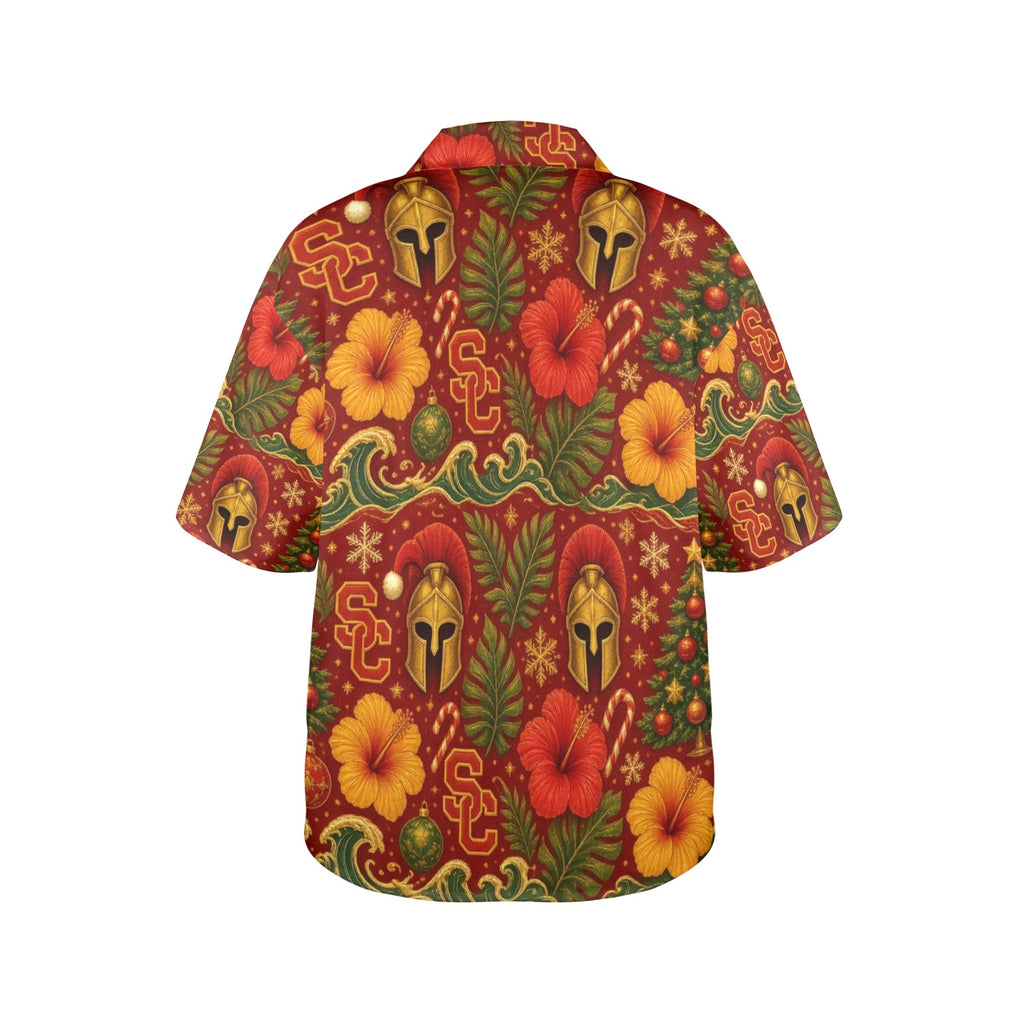 USC Women's All Over Print Hawaiian Shirt （Made in USA Ships to USA Only）