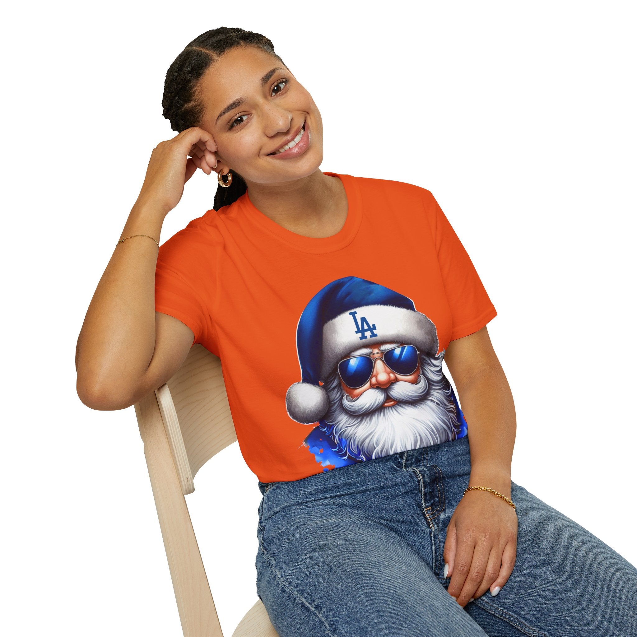 LA Dodgers Blue Santa T-Shirt — Cool Sunglasses Holiday Tee