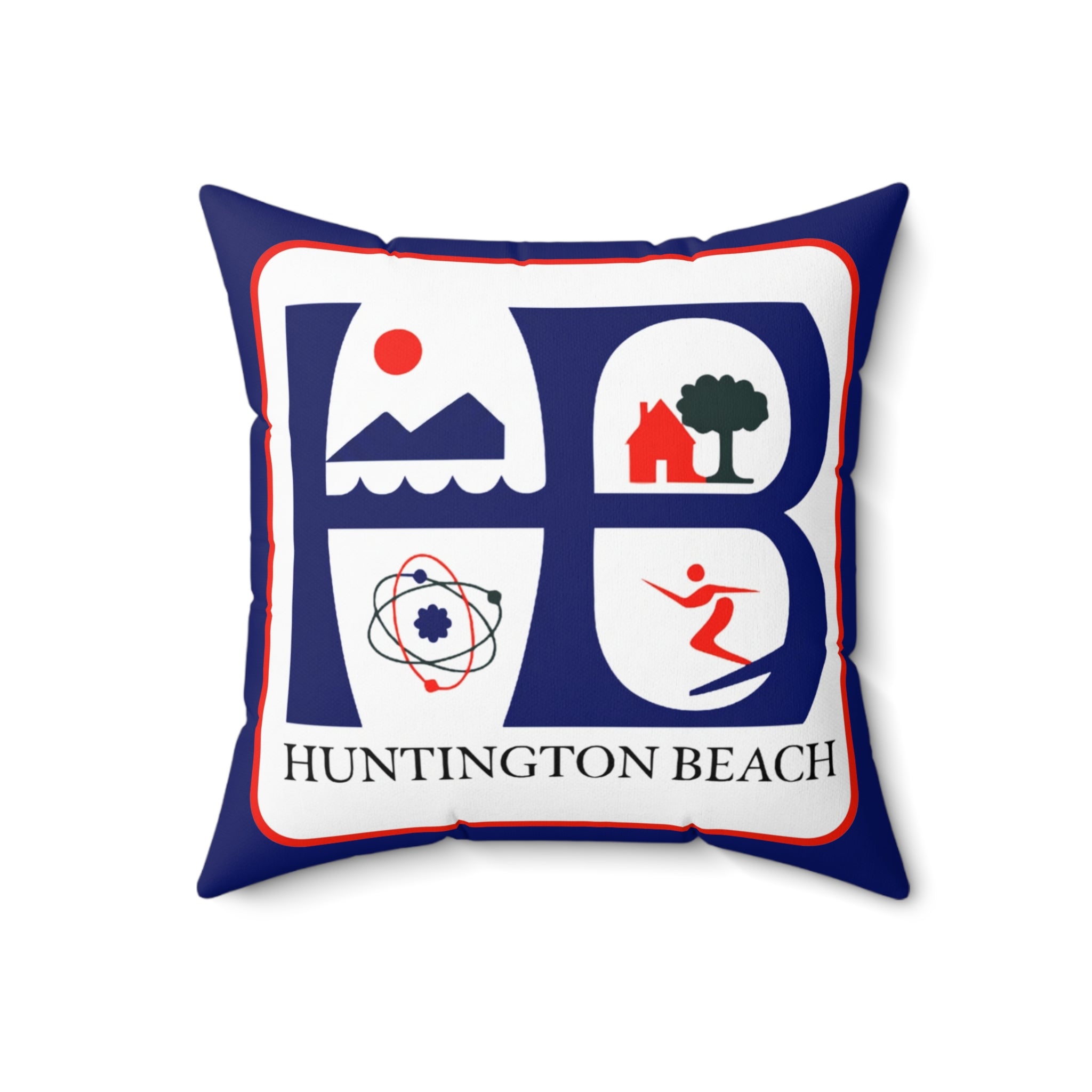Huntington Beach Icon Pillow — Coastal Surf & Community Decorative Throw Pillow