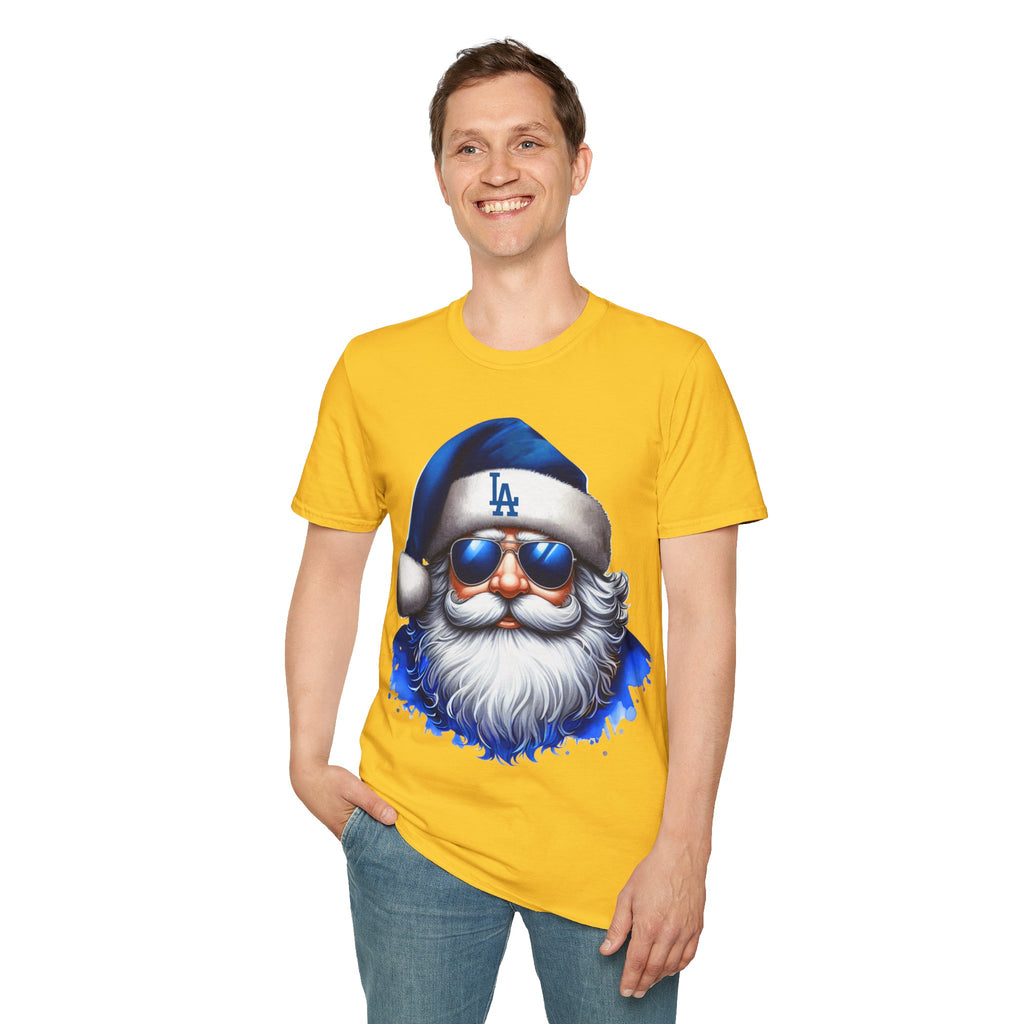LA Dodgers Blue Santa T-Shirt — Cool Sunglasses Holiday Tee