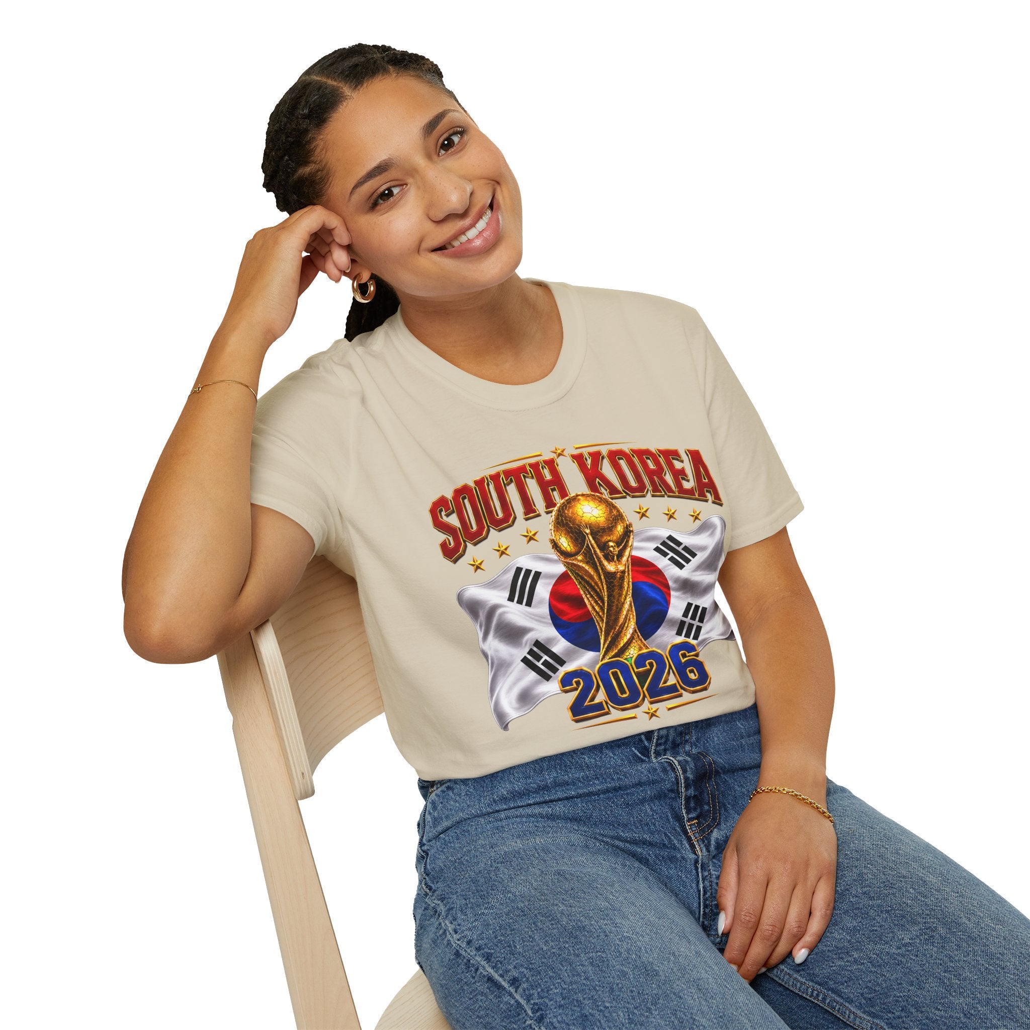 South Korea 2026 Soccer World Cup T-Shirt — Korean Flag & Trophy Football Fan Tee