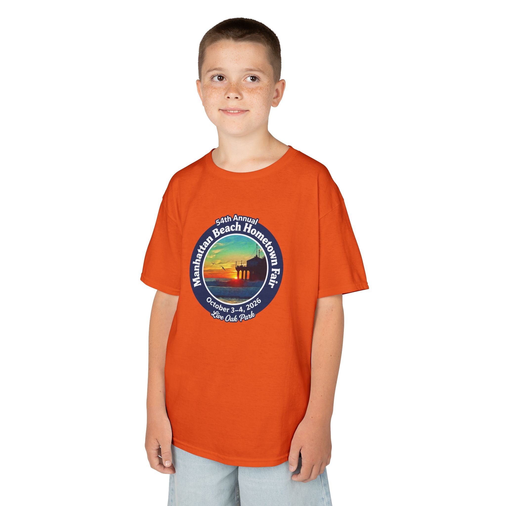 Kids Tee — Manhattan Beach Hometown Fair 2026 Sunset Logo