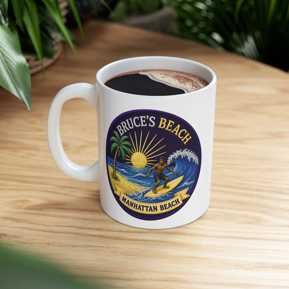 Bruce's Beach Ceramic Mug — Manhattan Beach California & Surf Design (11oz, 15oz)