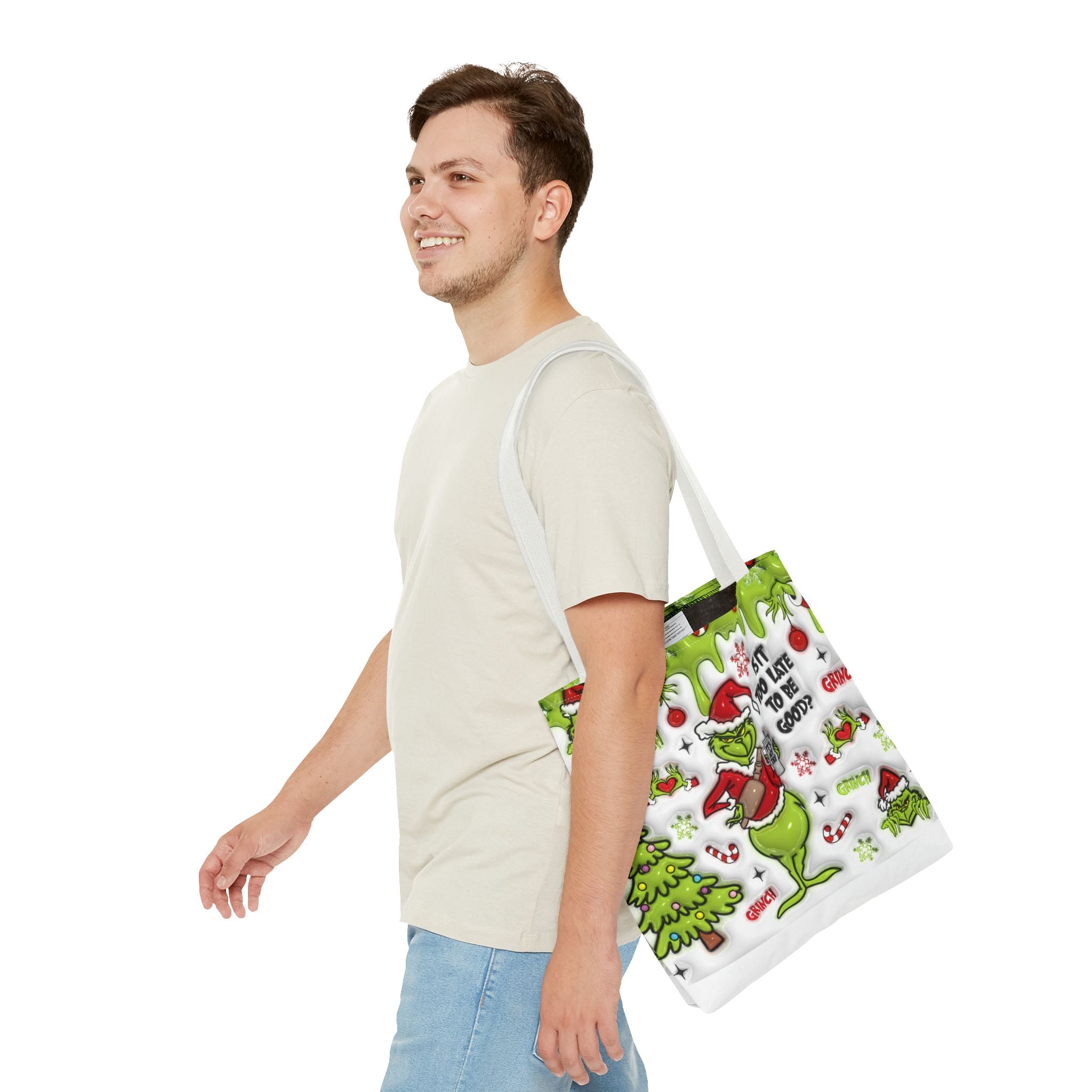 Christmas Tote Bag, Holiday Shopping Bag, Grinch Gift, Festive Reusable Bag, Cute Winter Accessory
