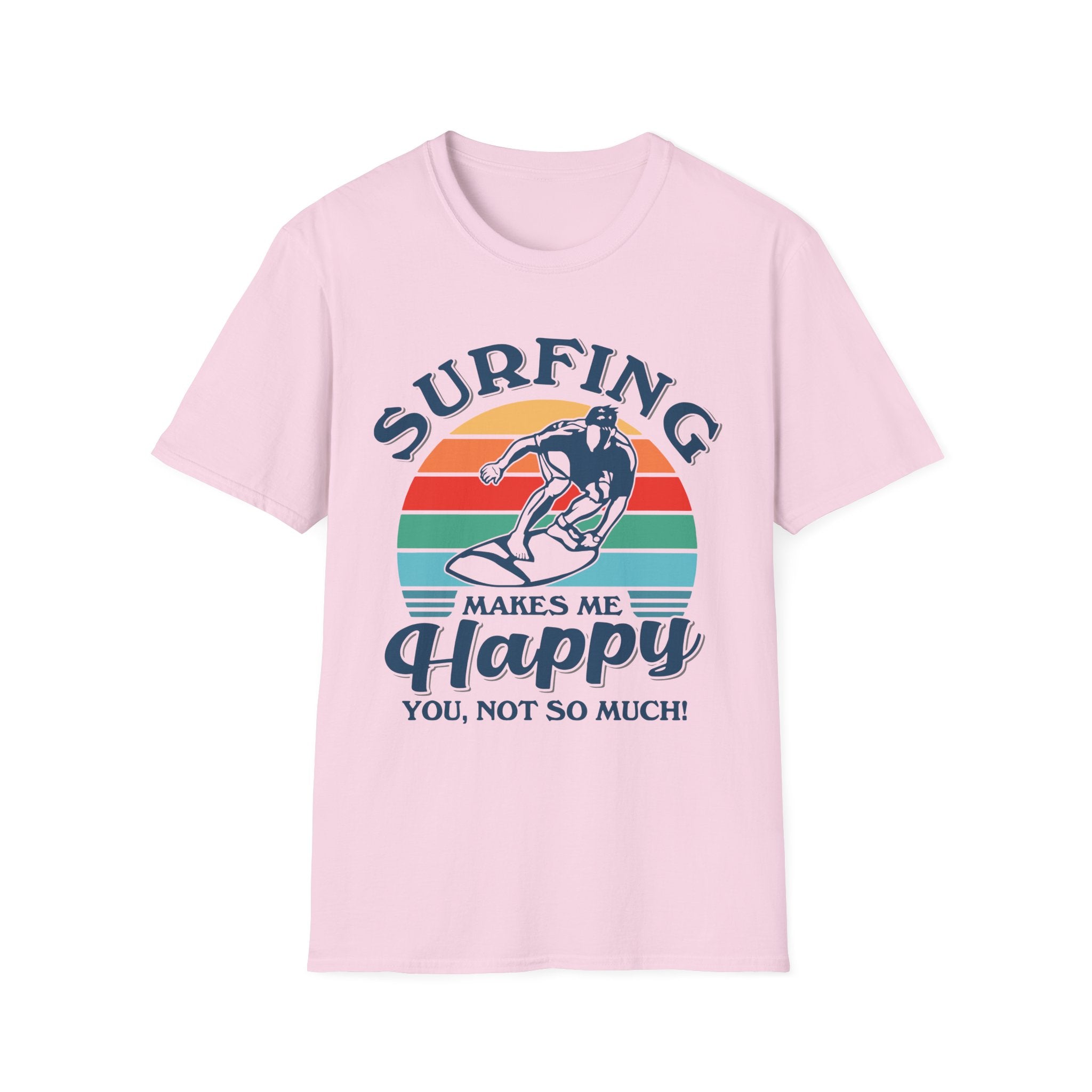 Surfing Makes Me Happy T-Shirt | Retro Sunset Surfer Graphic