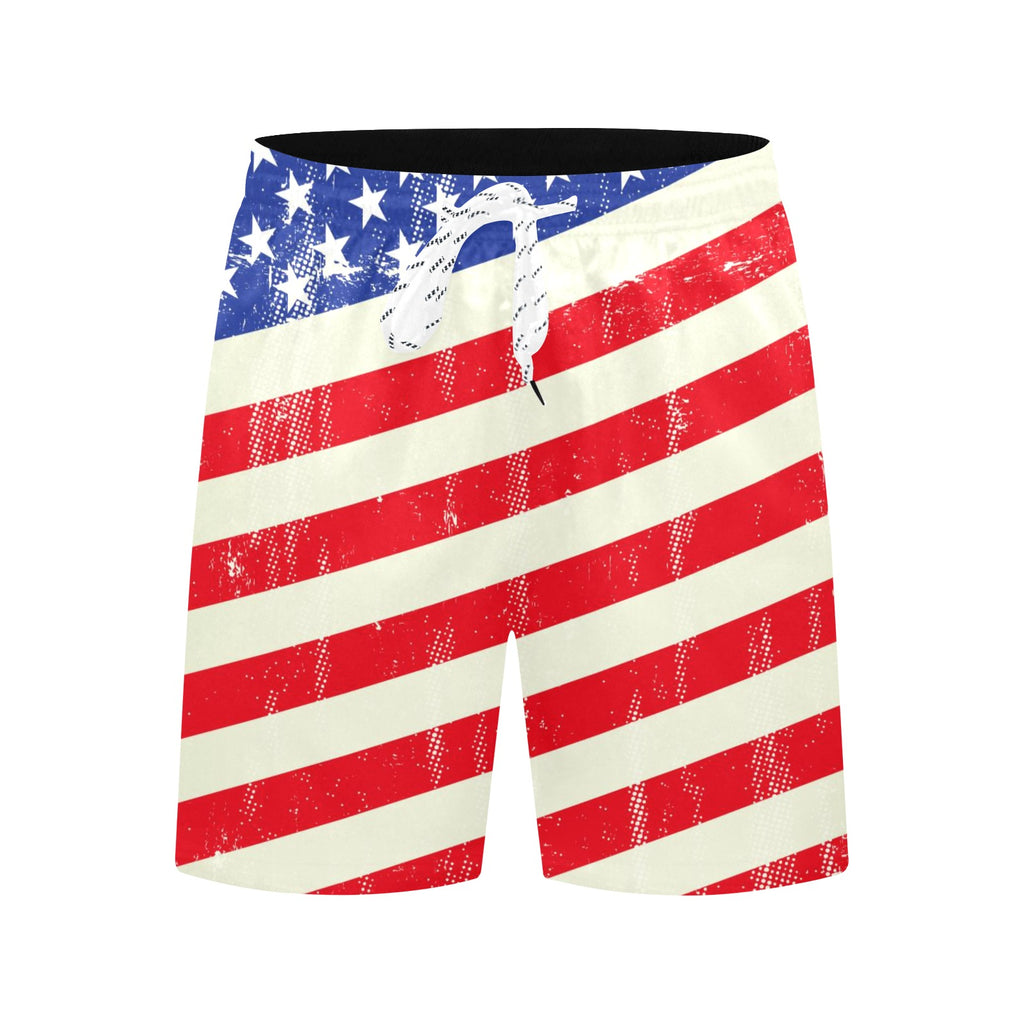 American Flag Celebration Men's Mid-Length Beach Shorts Free Shipping