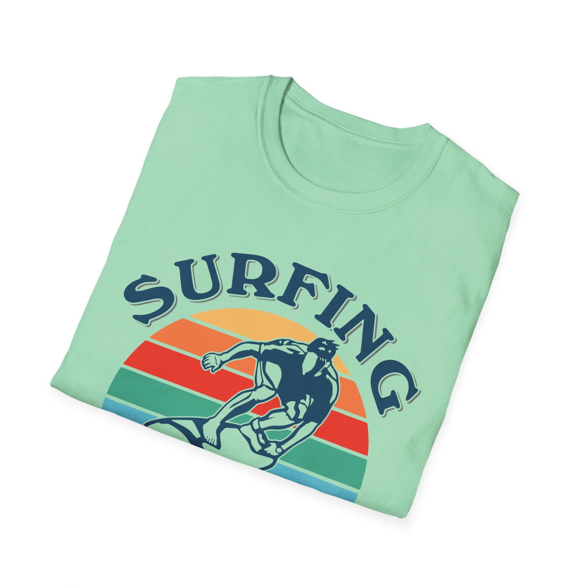 Surfing Makes Me Happy T-Shirt | Retro Sunset Surfer Graphic
