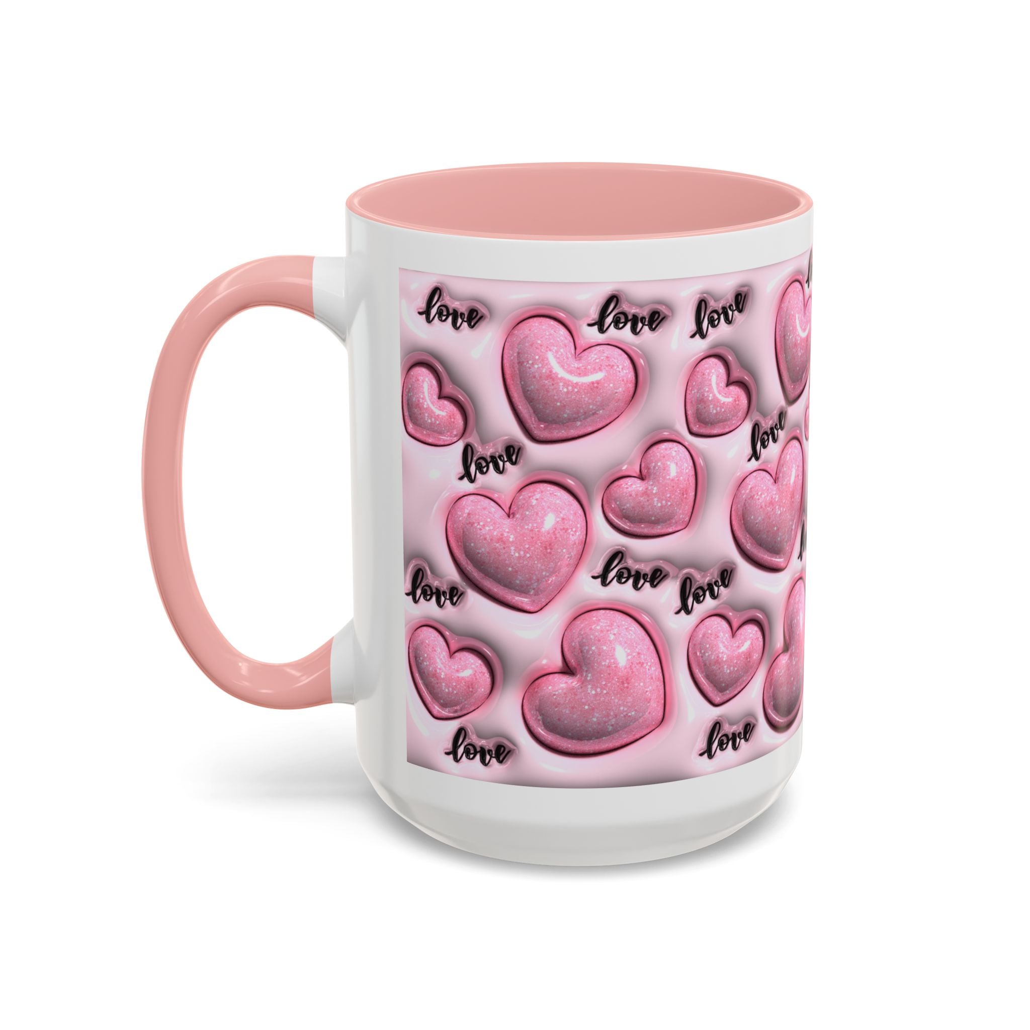 Pink Heart Pattern love Mug | Accent Coffee Mug 11oz 15oz