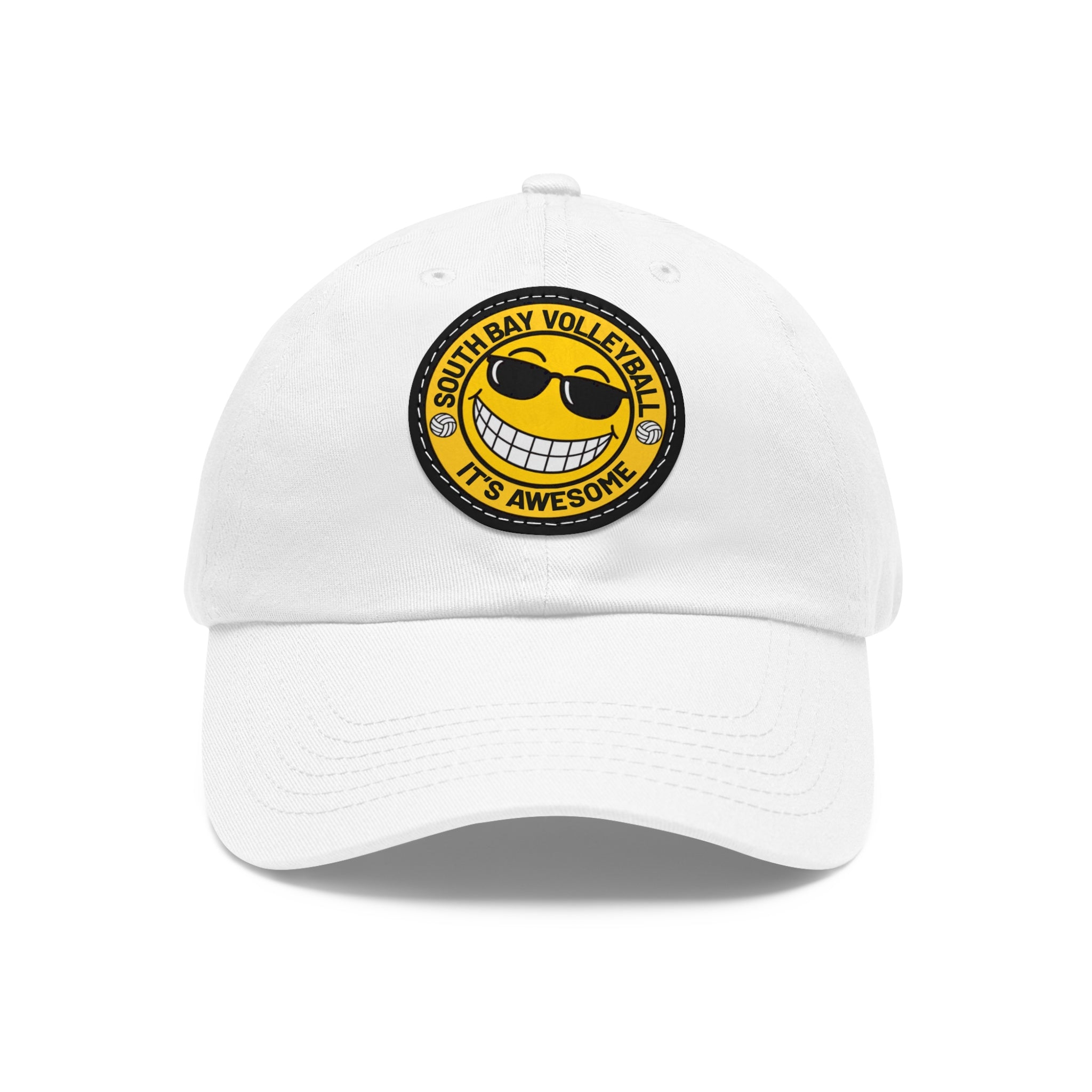 Volleyball Smiley Mom and Dad Hat — "South Bay Volleyball: It’s Awesome" Leather Patch