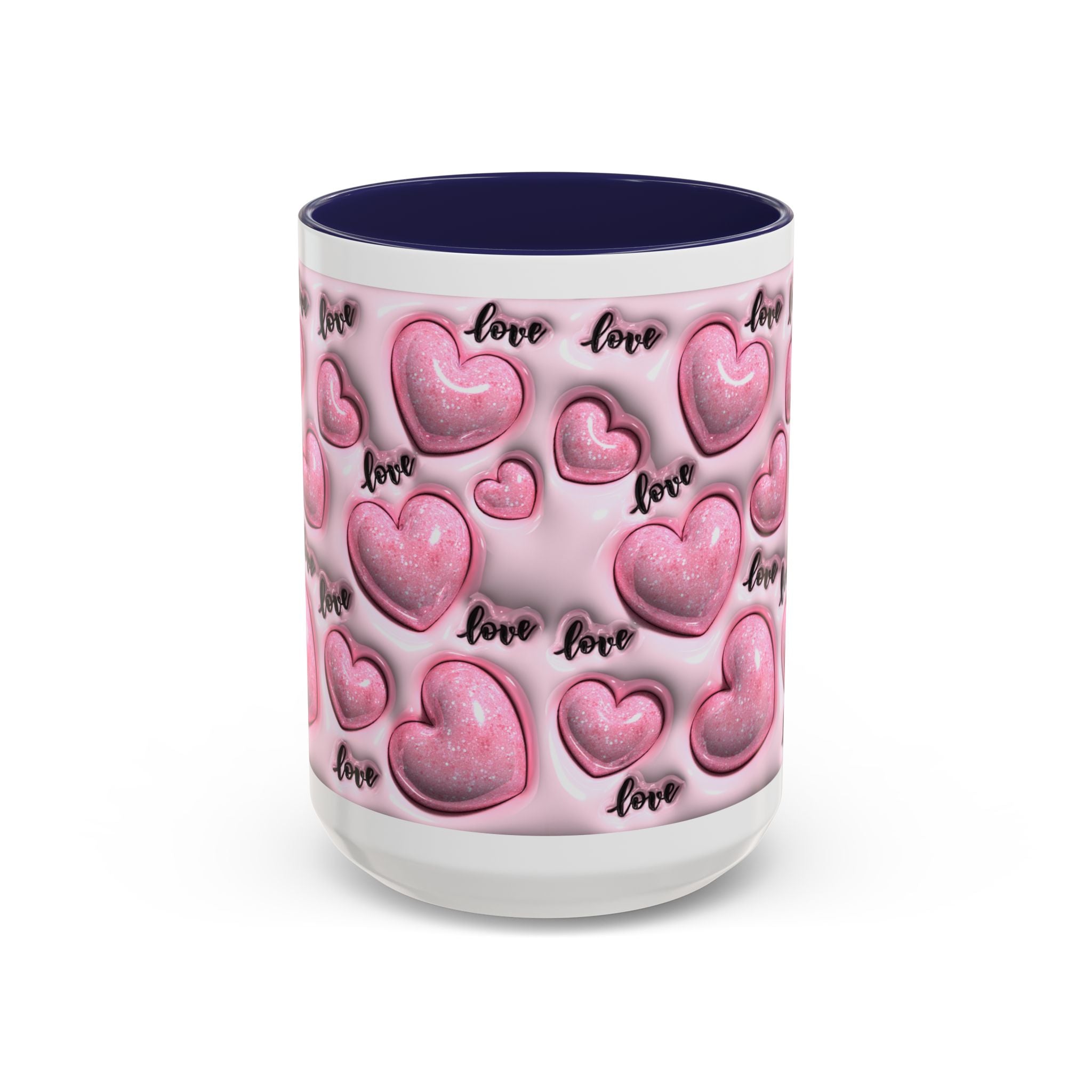Pink Heart Pattern love Mug | Accent Coffee Mug 11oz 15oz