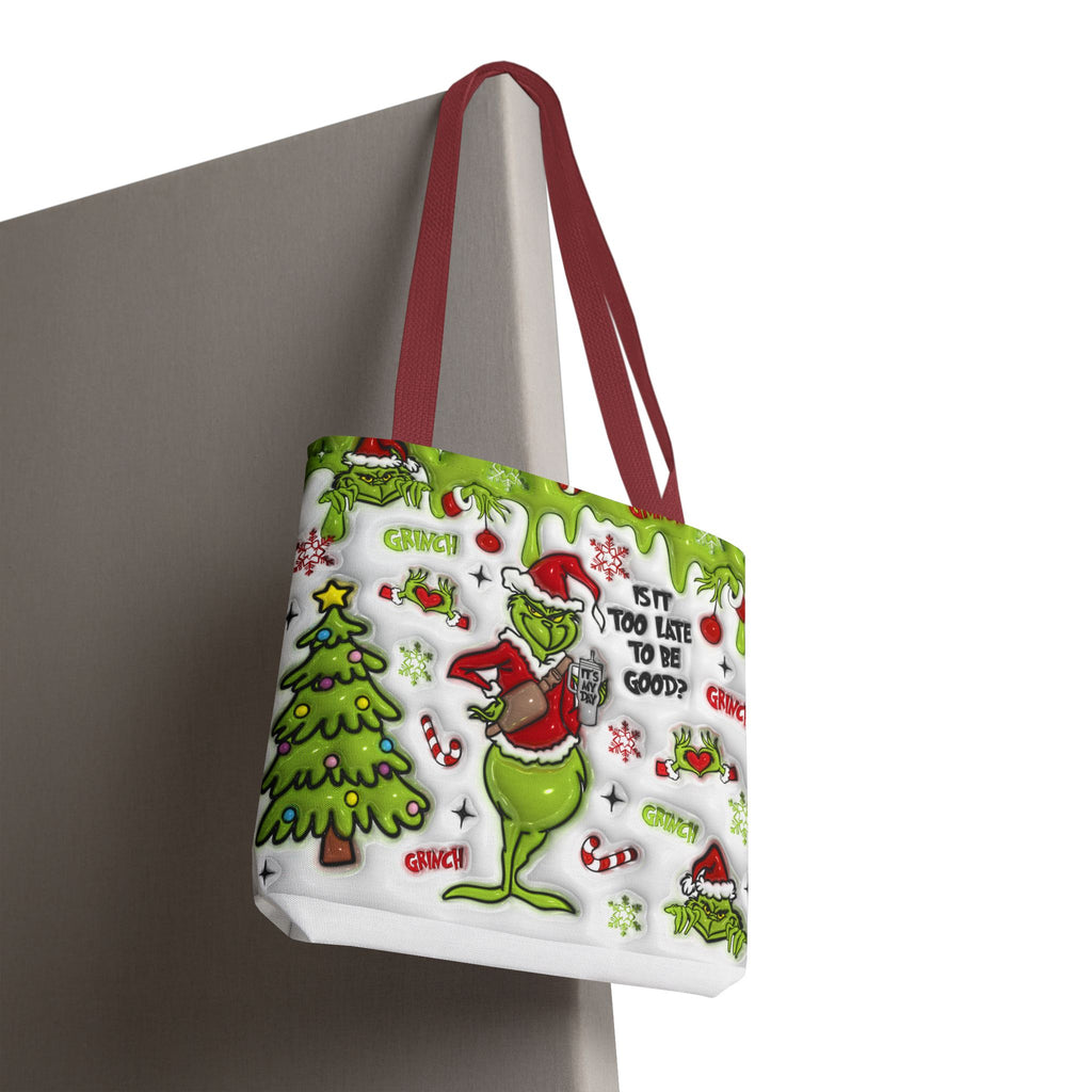 Christmas Tote Bag, Holiday Shopping Bag, Grinch Gift, Festive Reusable Bag, Cute Winter Accessory