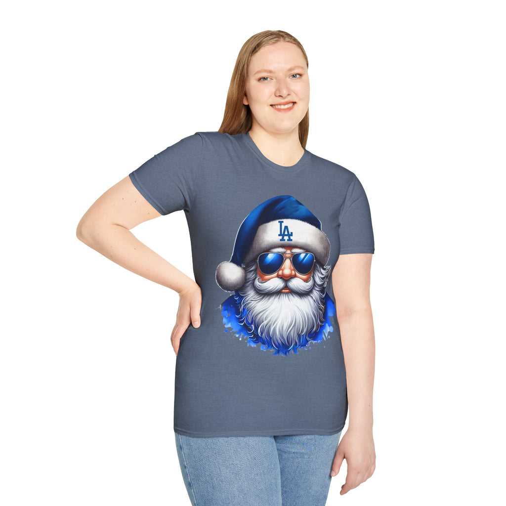 LA Dodgers Blue Santa T-Shirt — Cool Sunglasses Holiday Tee