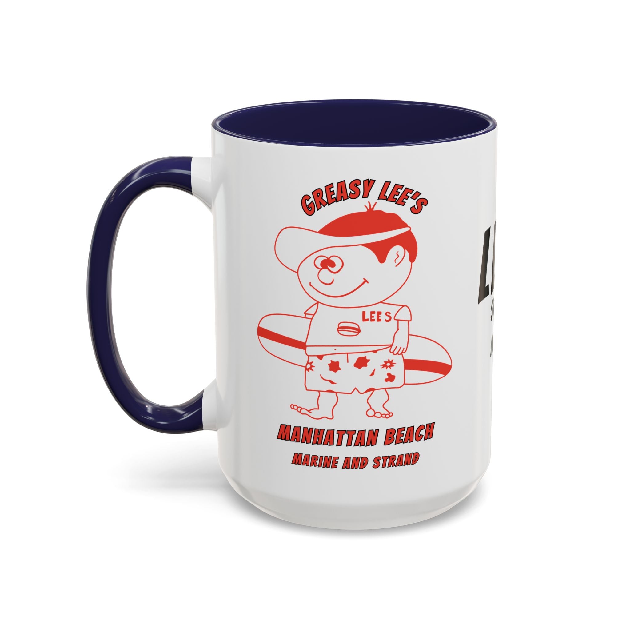 Greasy Lee's Surfer Logo Mug | Marine and Strand Manhattan Beach Old School  Accent Coffee Mug 11oz 15oz
