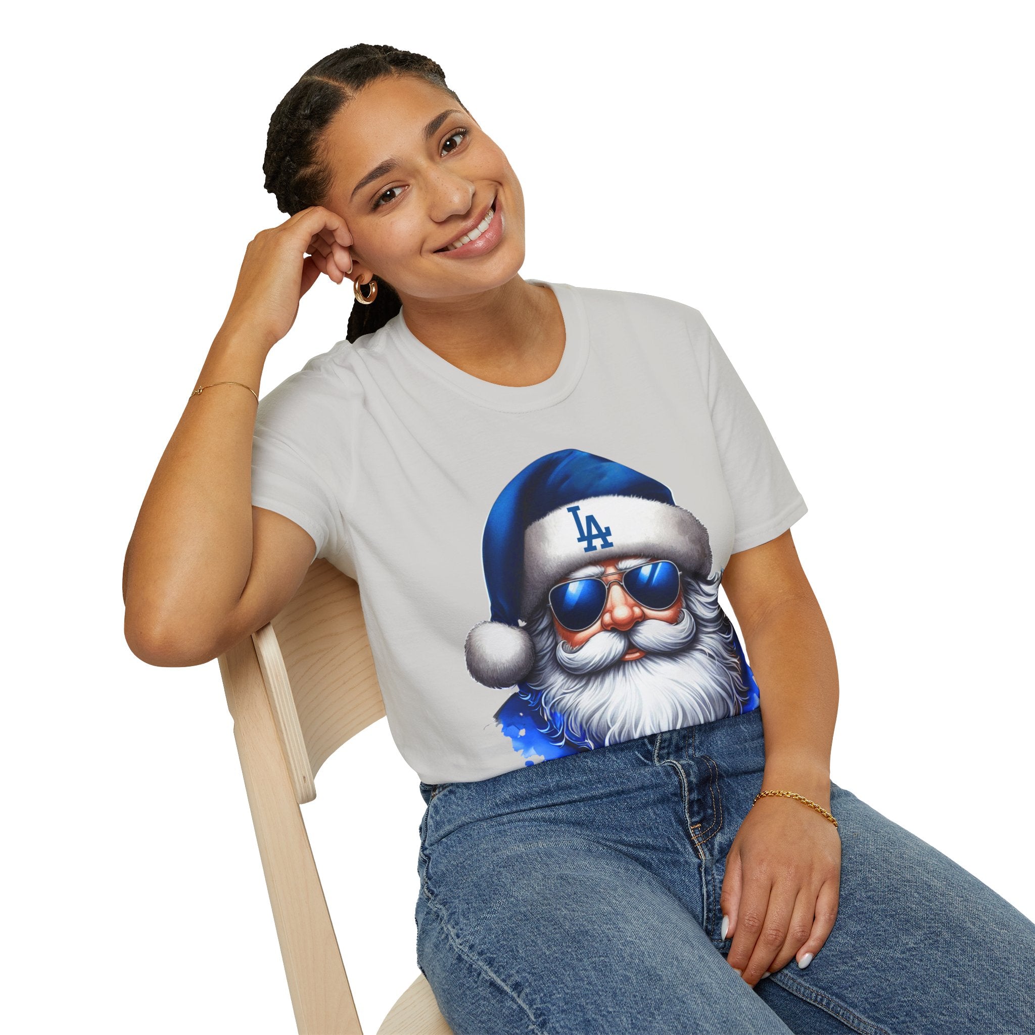 LA Dodgers Blue Santa T-Shirt — Cool Sunglasses Holiday Tee