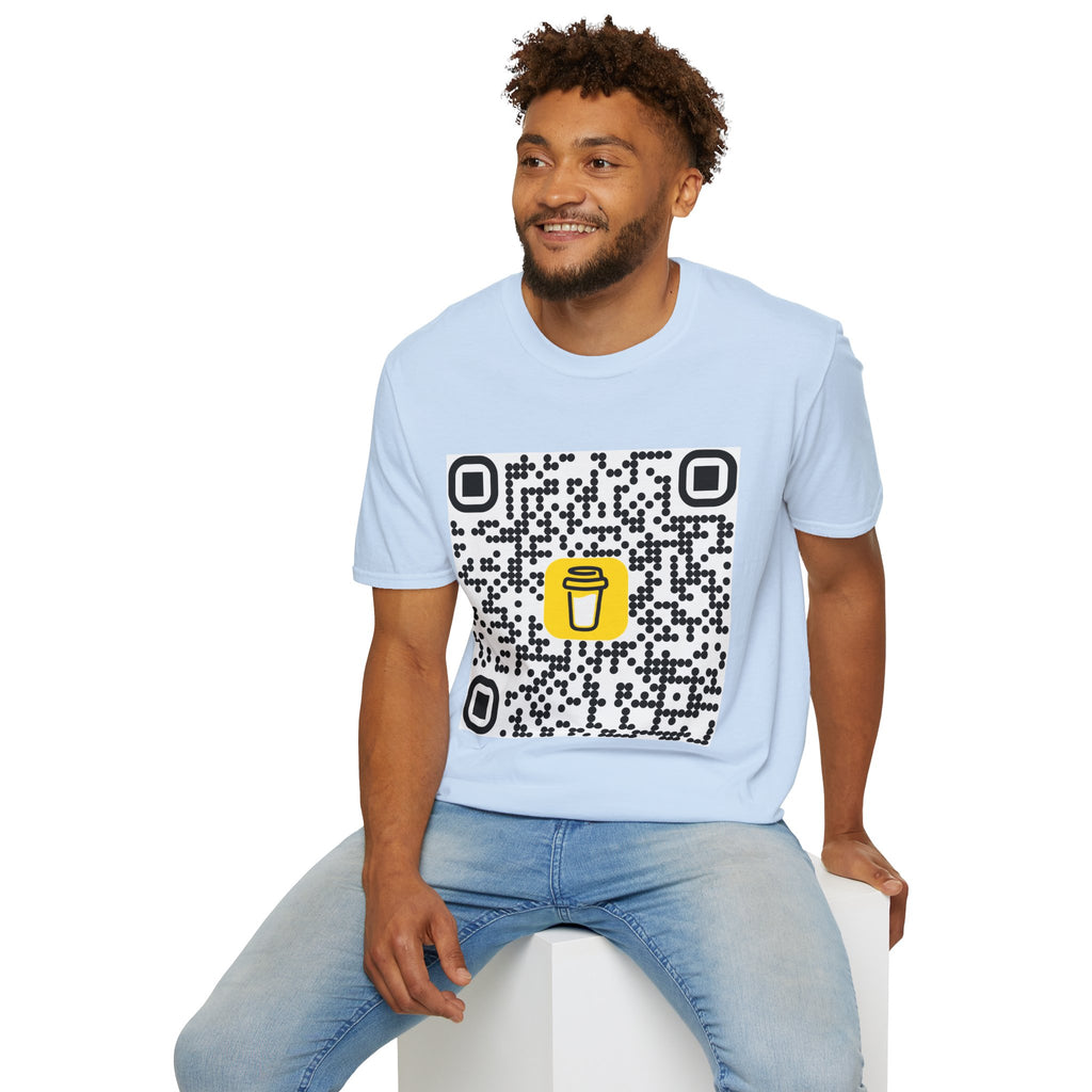 QR Code Coffee Cup T‑Shirt — Scan-to-Order Cafe Tee