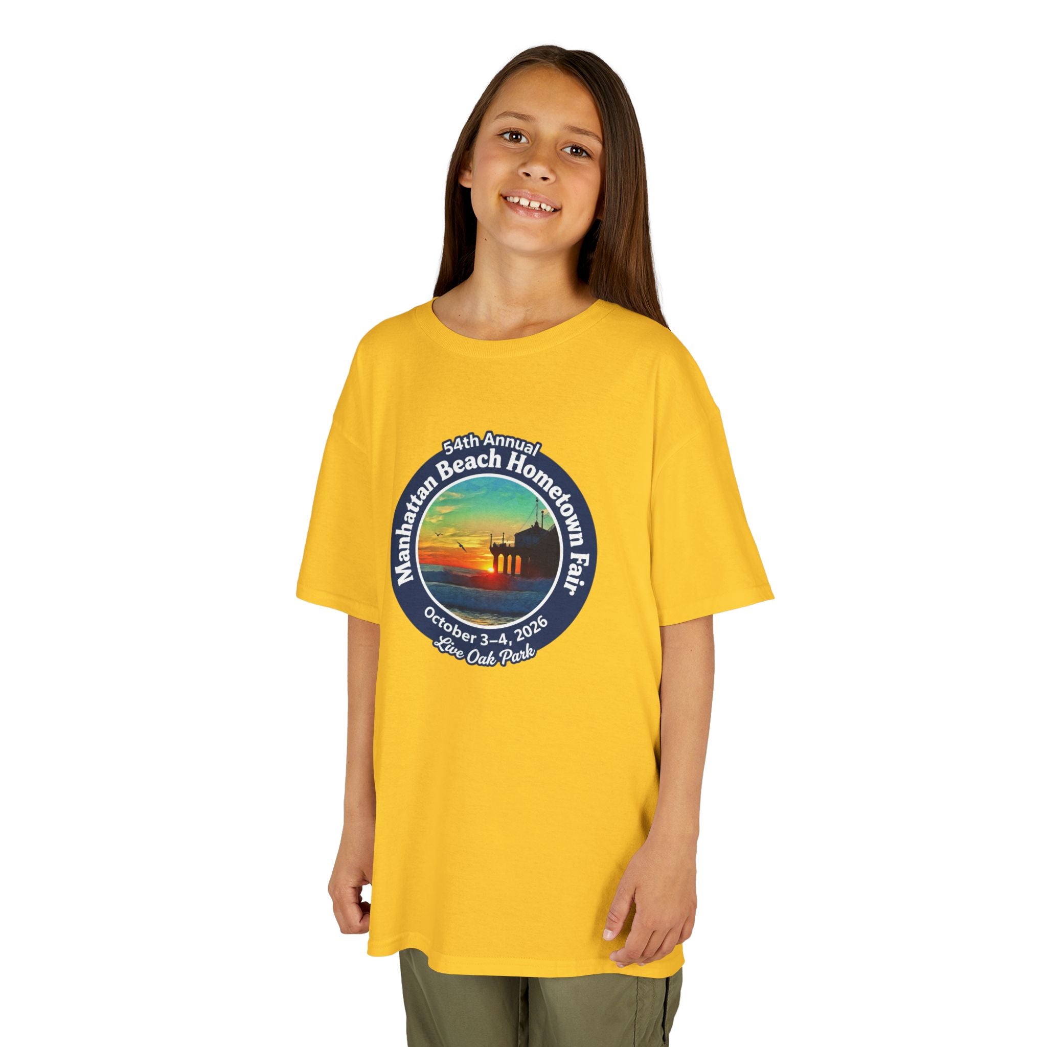 Kids Tee — Manhattan Beach Hometown Fair 2026 Sunset Logo
