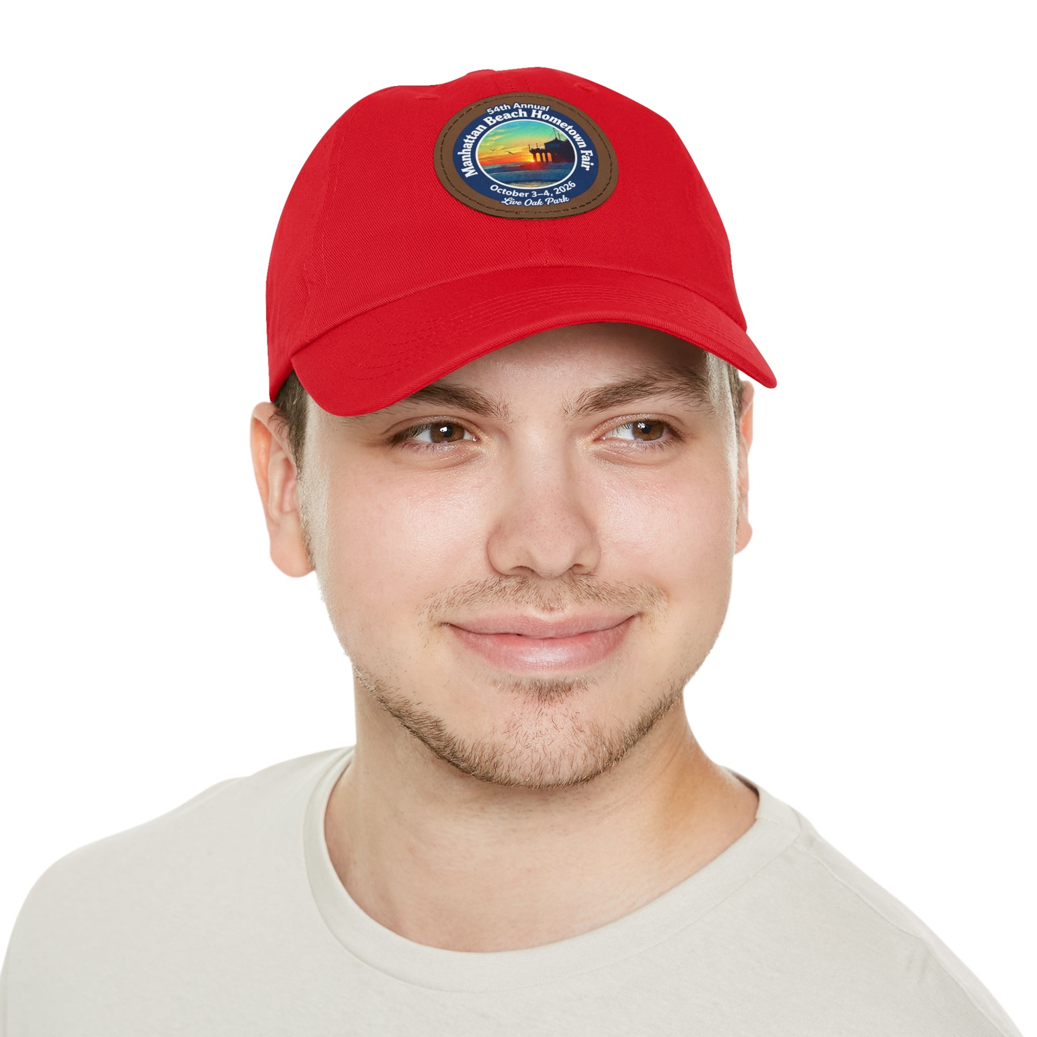 Manhattan Beach Hometown Fair 2026  Beach  Live Oak Park Annual Festival Round Leather Patch Hat