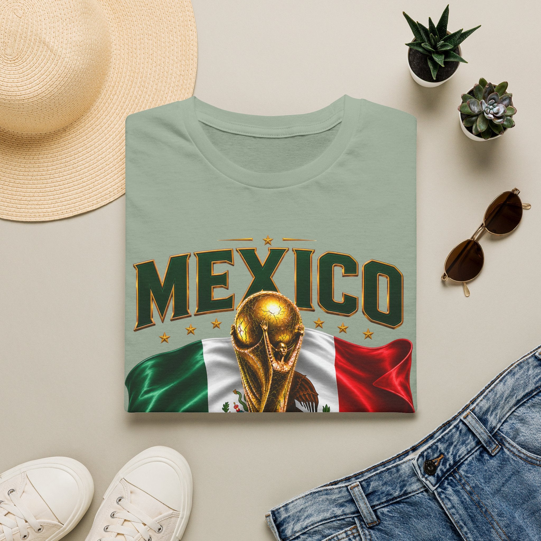 Mexico 2026 World Cup T-Shirt — Flag & Trophy Soccer Fan Tee