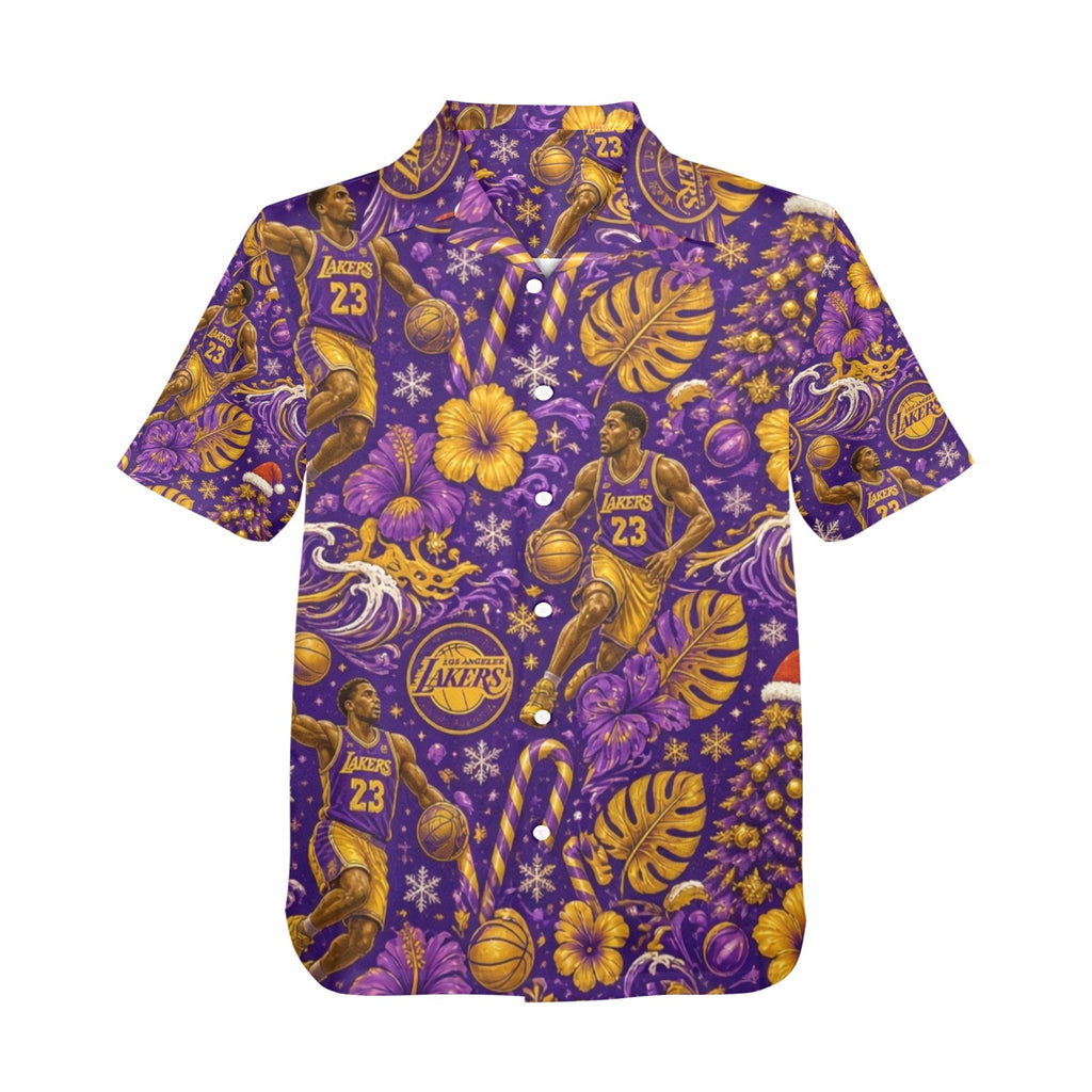 Lakers Christmas Men's All Over Print Hawaiian Shirt Made In USA Ships to USA Only