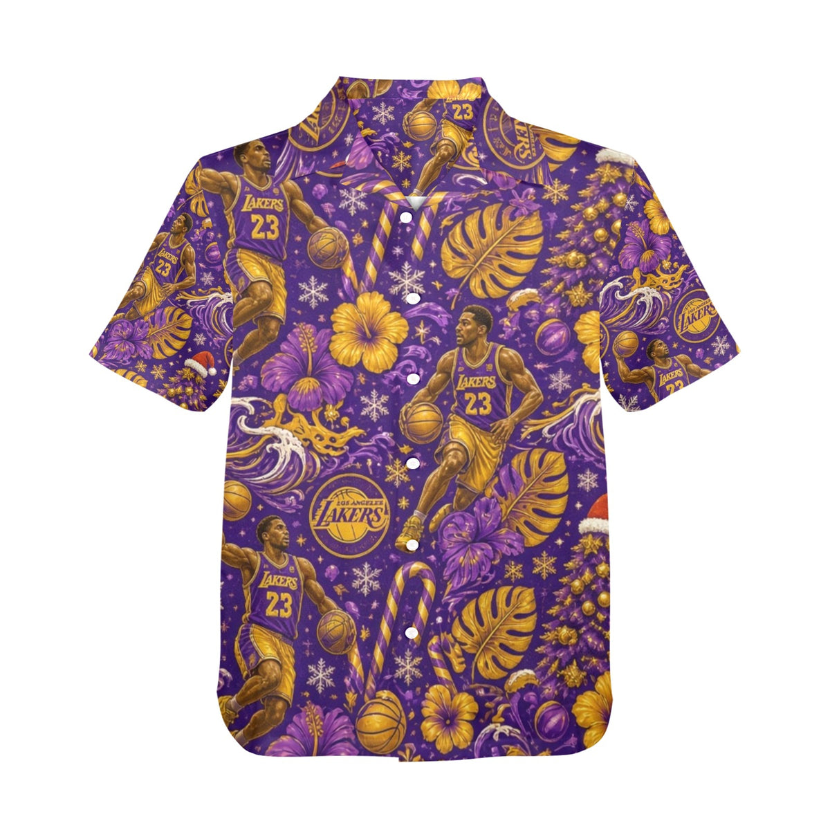 Lakers Christmas Men's All Over Print Hawaiian Shirt Made In USA Ships to USA Only