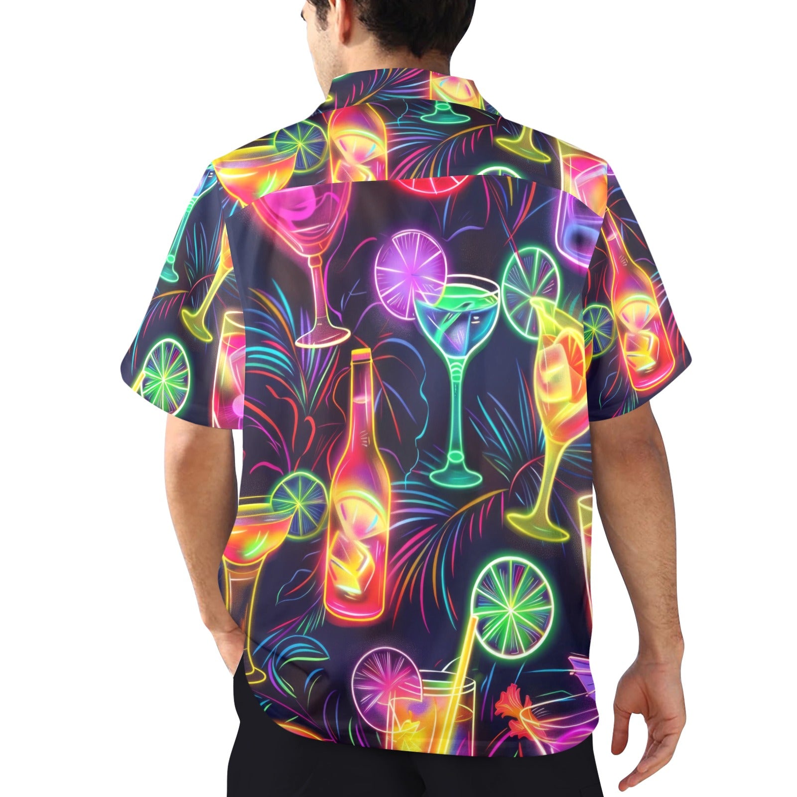 The Cocktail Men's All Over Print Hawaiian Shirt Made In USA Ships to USA Only