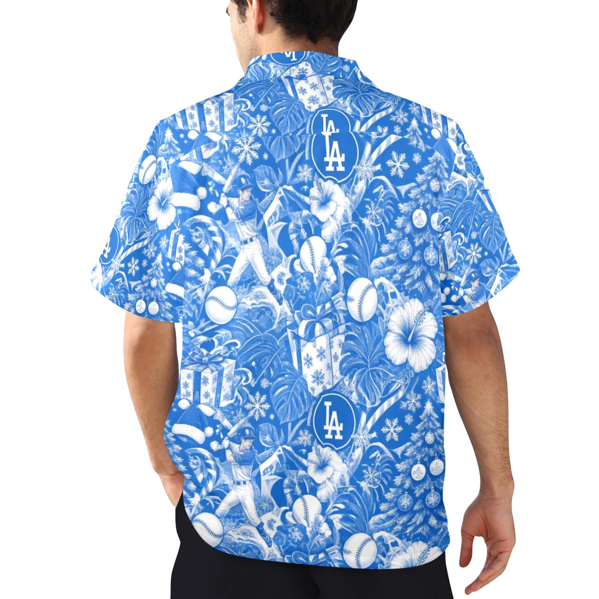 Dodgers Christmas Men's All Over Print Hawaiian Shirt Made In USA Ships to USA Only