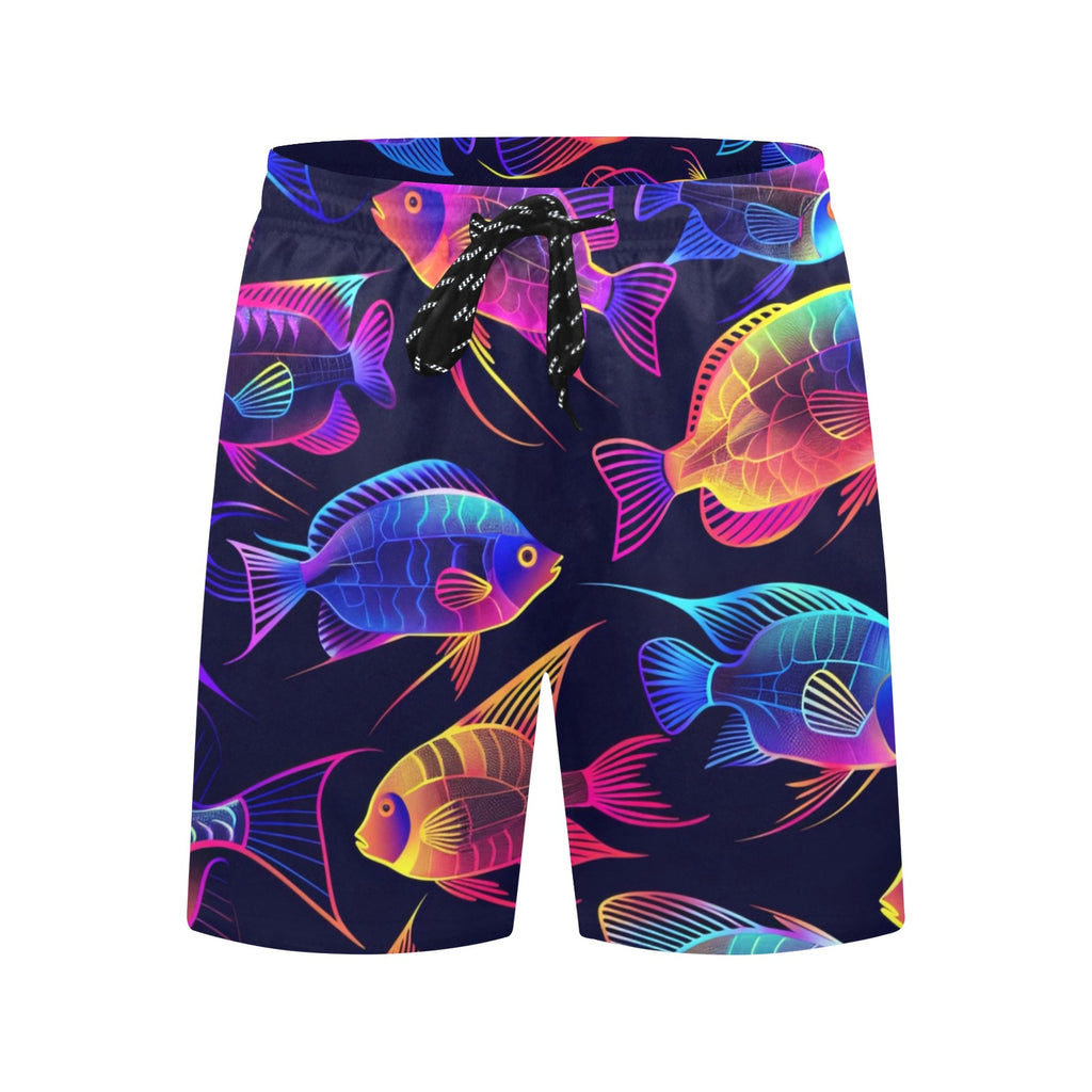 Hawaiian Tropical Fish Men's Mid-Length Beach Shorts