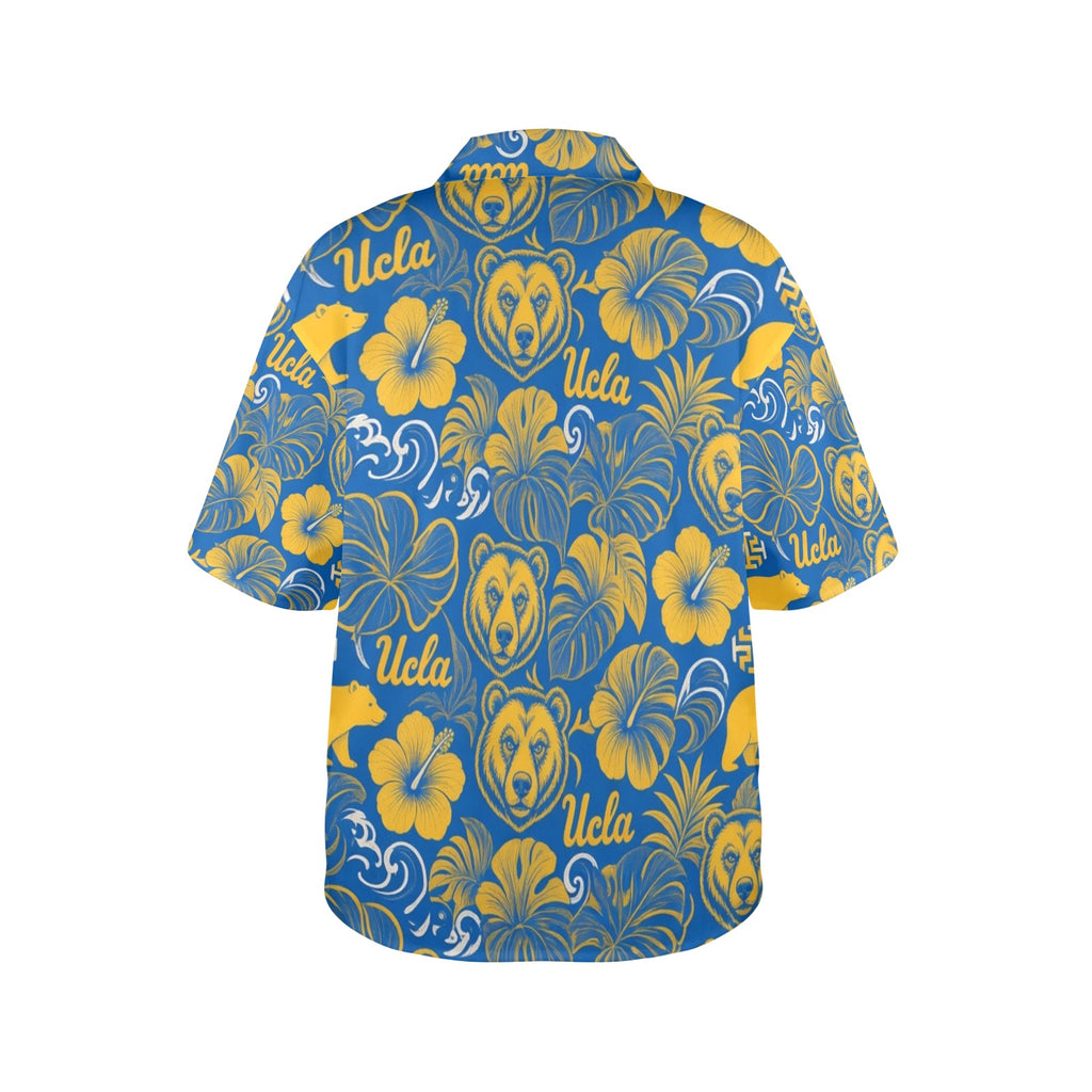 UCLA Women's All Over Print Hawaiian Shirt （Made in USA Ships to USA Only）