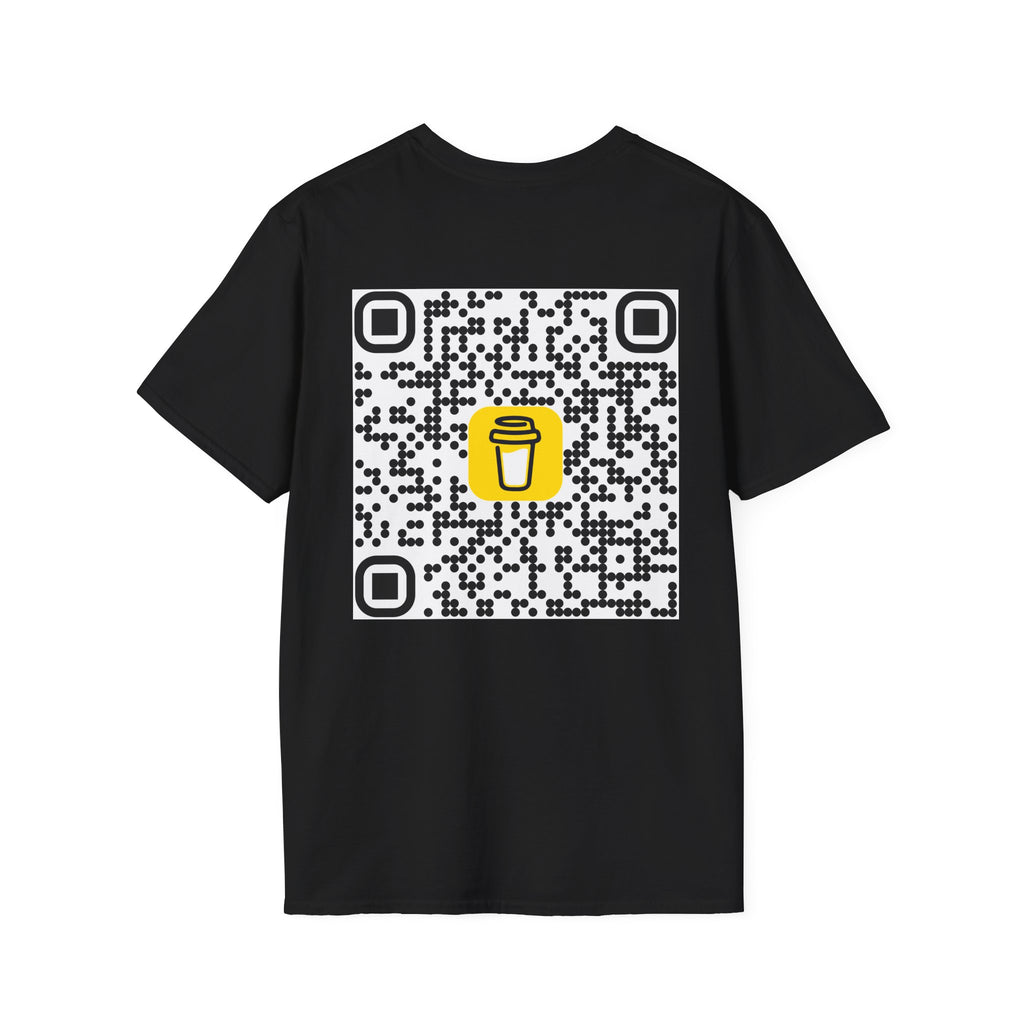 QR Code Coffee Cup T‑Shirt — Scan-to-Order Cafe Tee