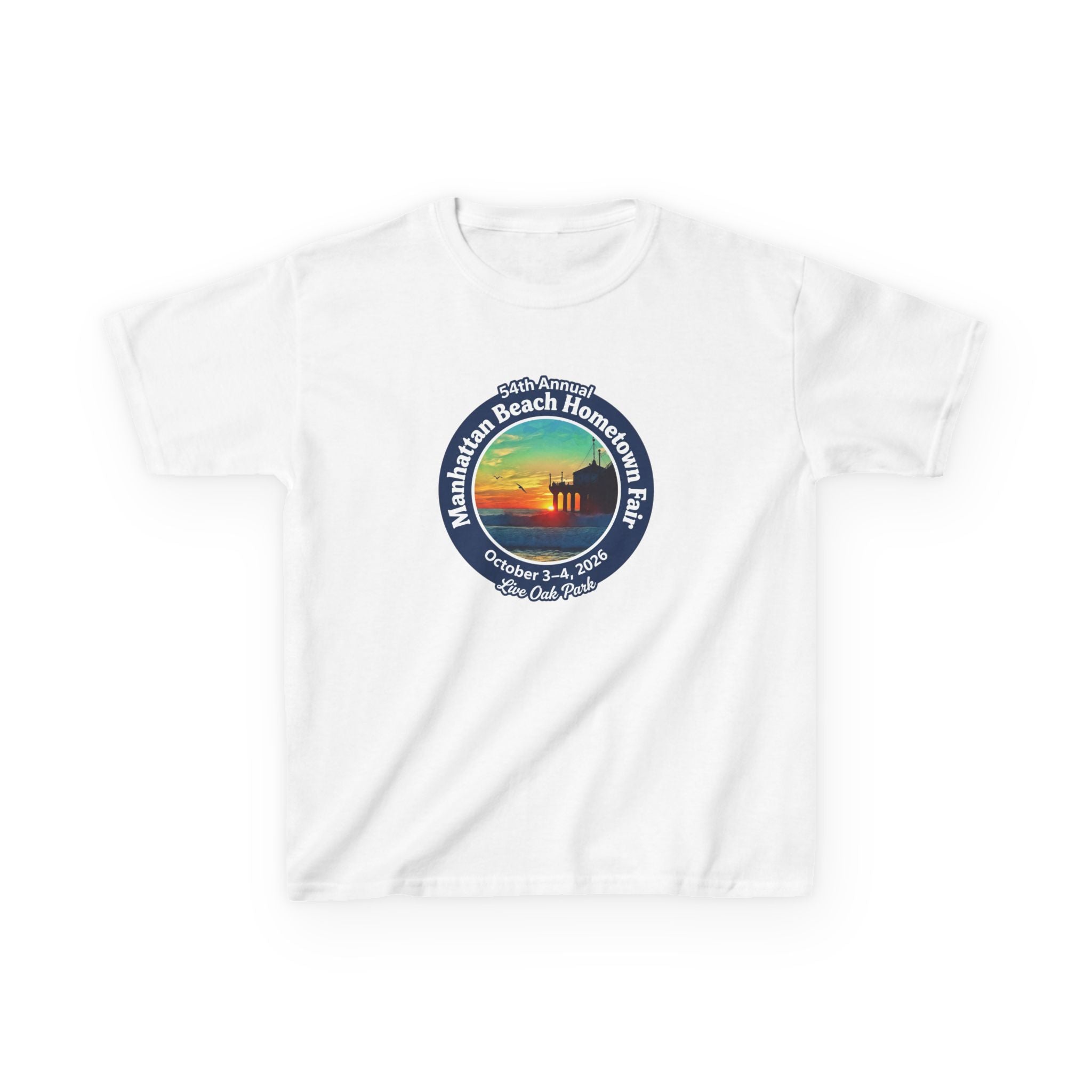 Kids Tee — Manhattan Beach Hometown Fair 2026 Sunset Logo