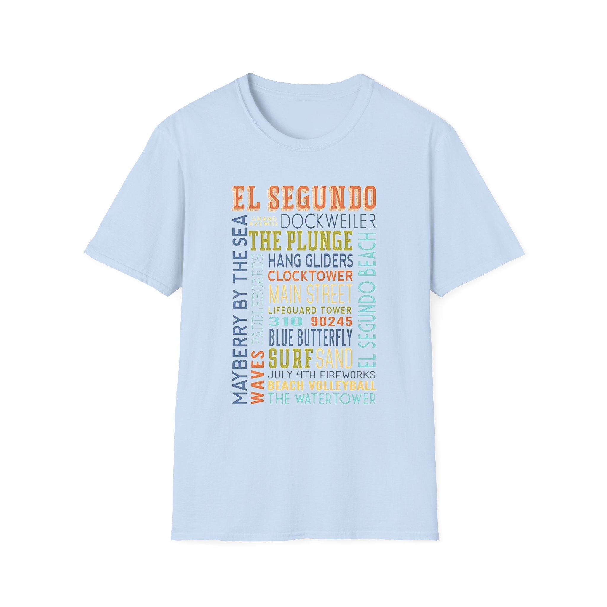 El Segundo Typography T-Shirt | Beach Town Landmarks Word Art