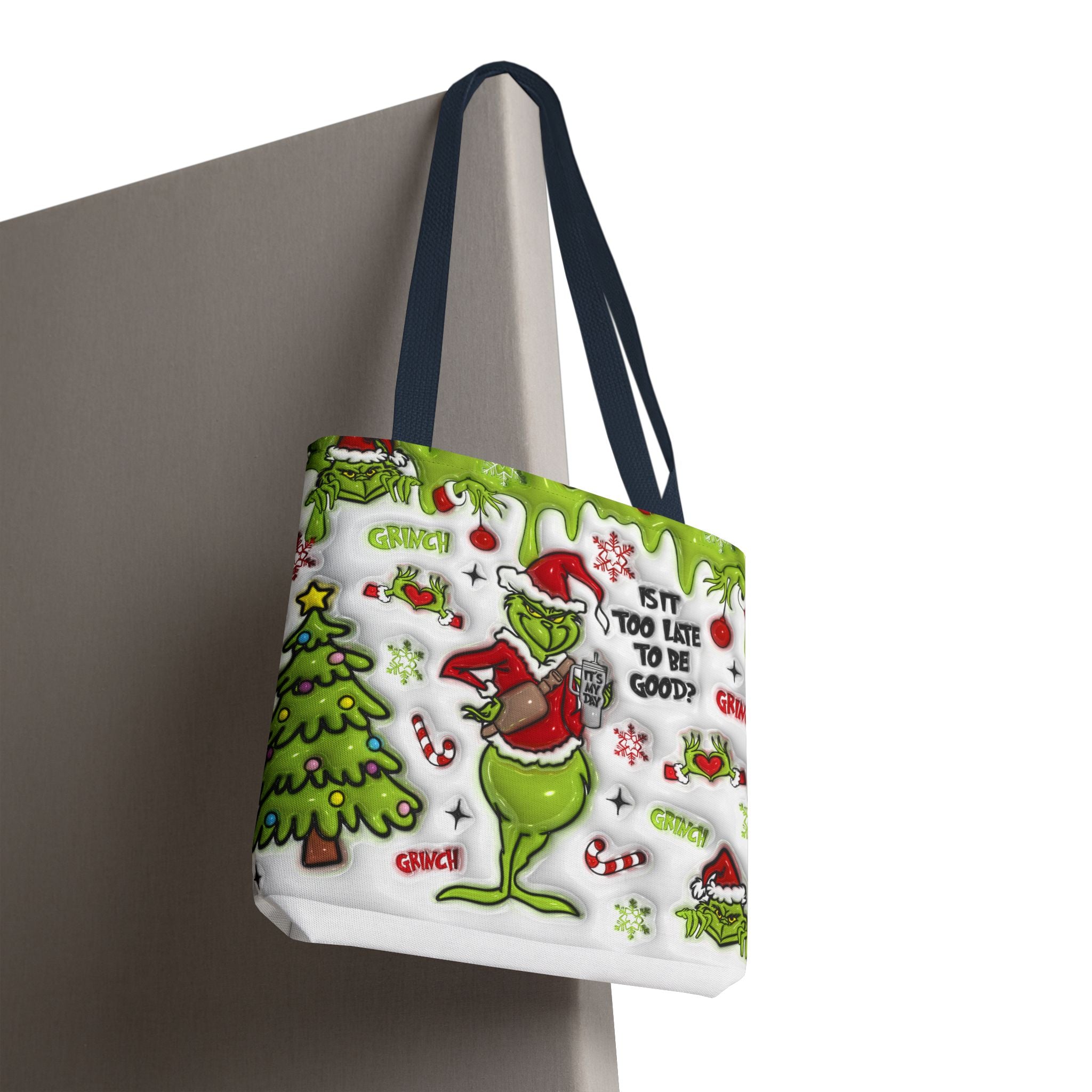 Christmas Tote Bag, Holiday Shopping Bag, Grinch Gift, Festive Reusable Bag, Cute Winter Accessory