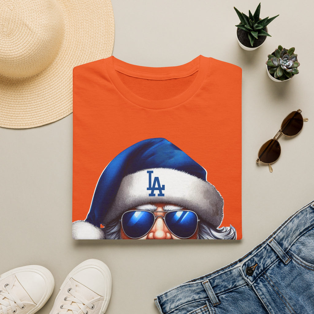 LA Dodgers Blue Santa T-Shirt — Cool Sunglasses Holiday Tee