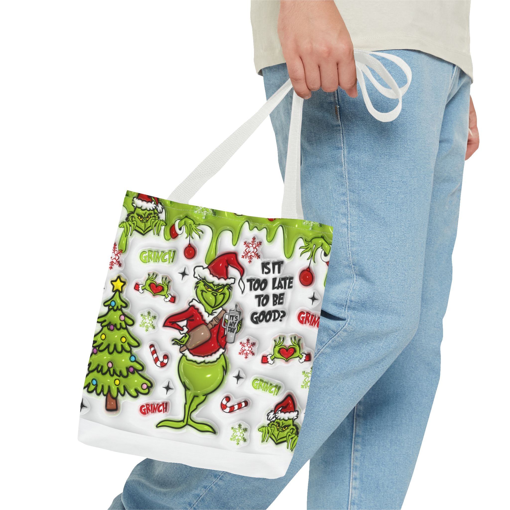 Christmas Tote Bag, Holiday Shopping Bag, Grinch Gift, Festive Reusable Bag, Cute Winter Accessory