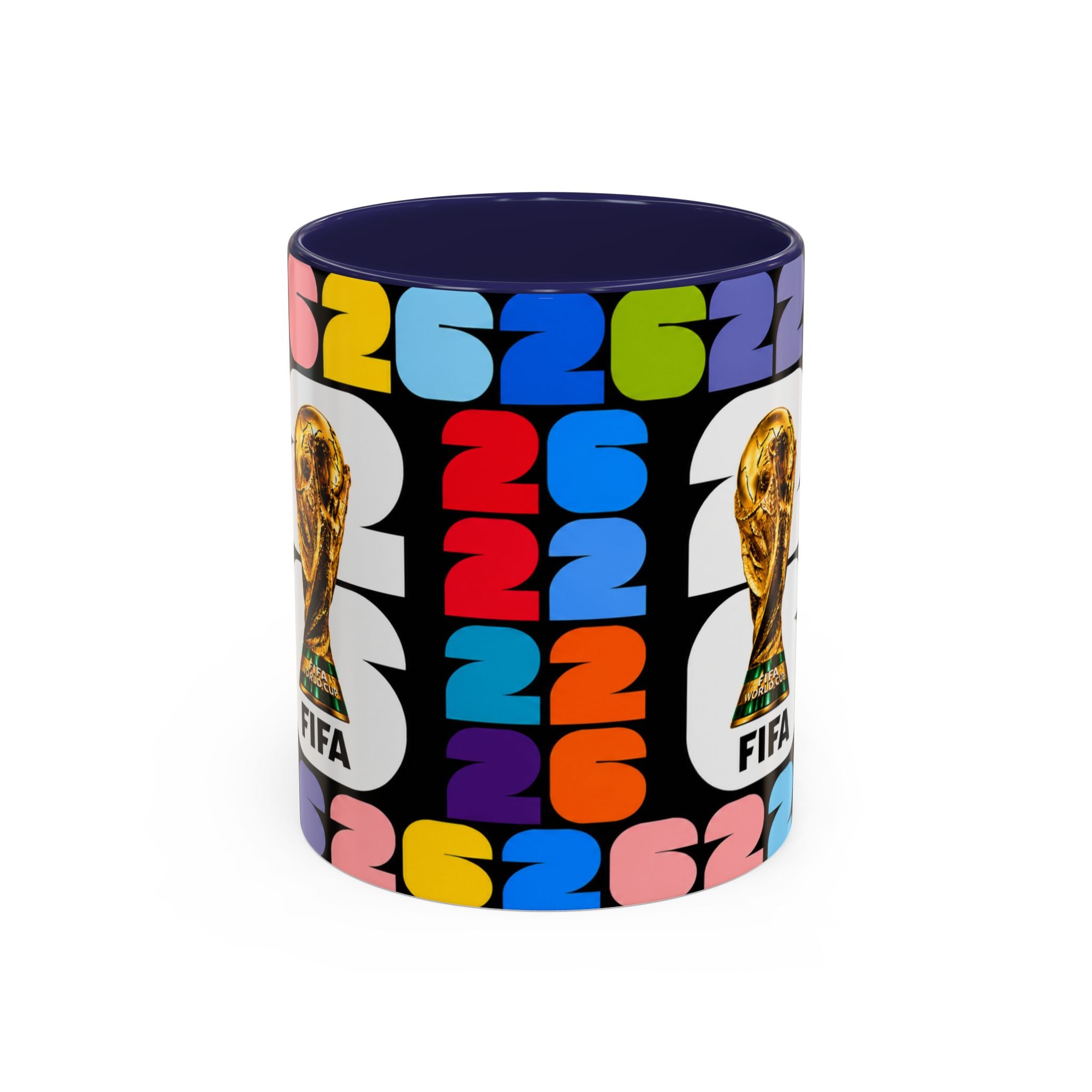 2026 World Cup Accent Coffee Mug – Colorful FIFA Trophy Design (11/15oz)