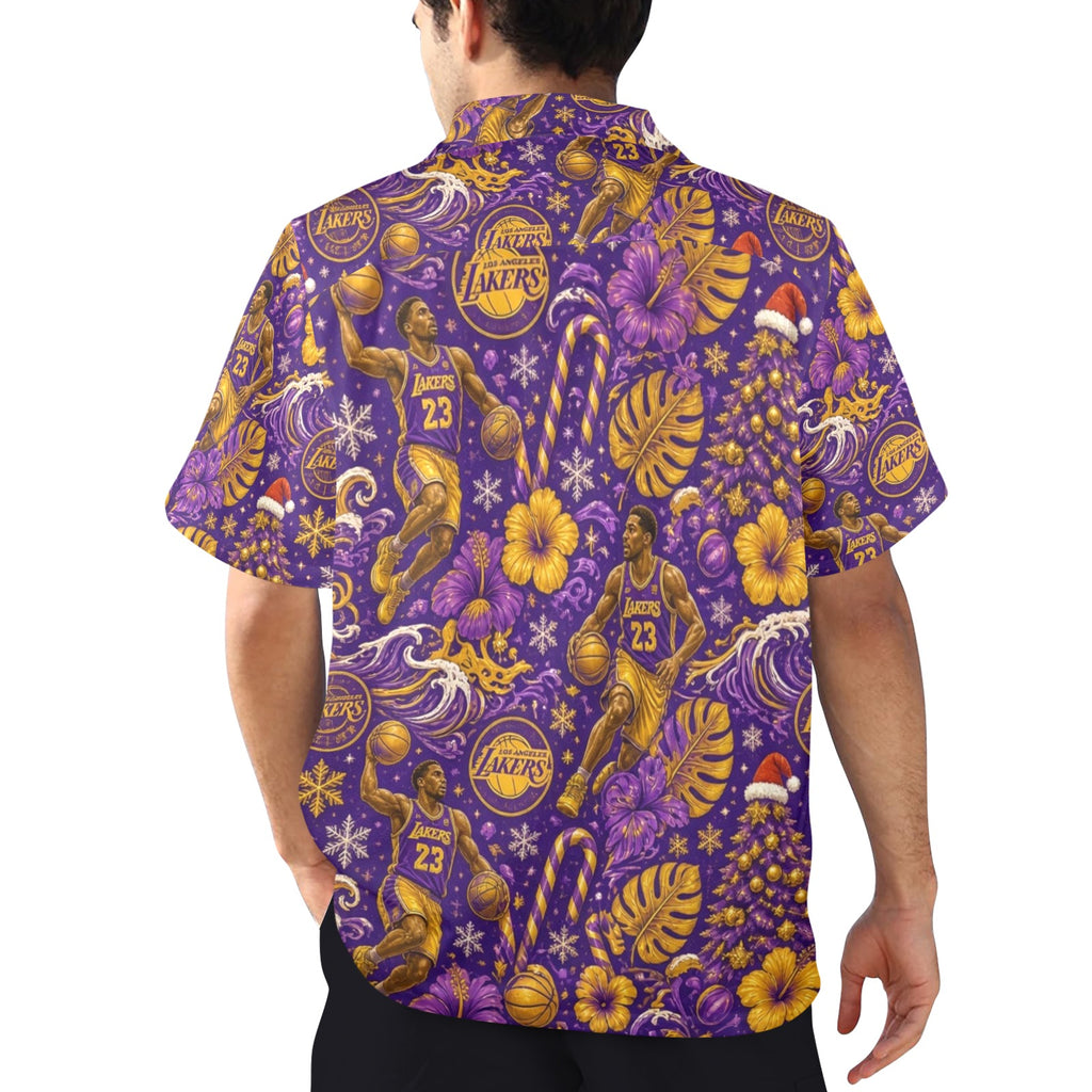 Lakers Christmas Men's All Over Print Hawaiian Shirt Made In USA Ships to USA Only