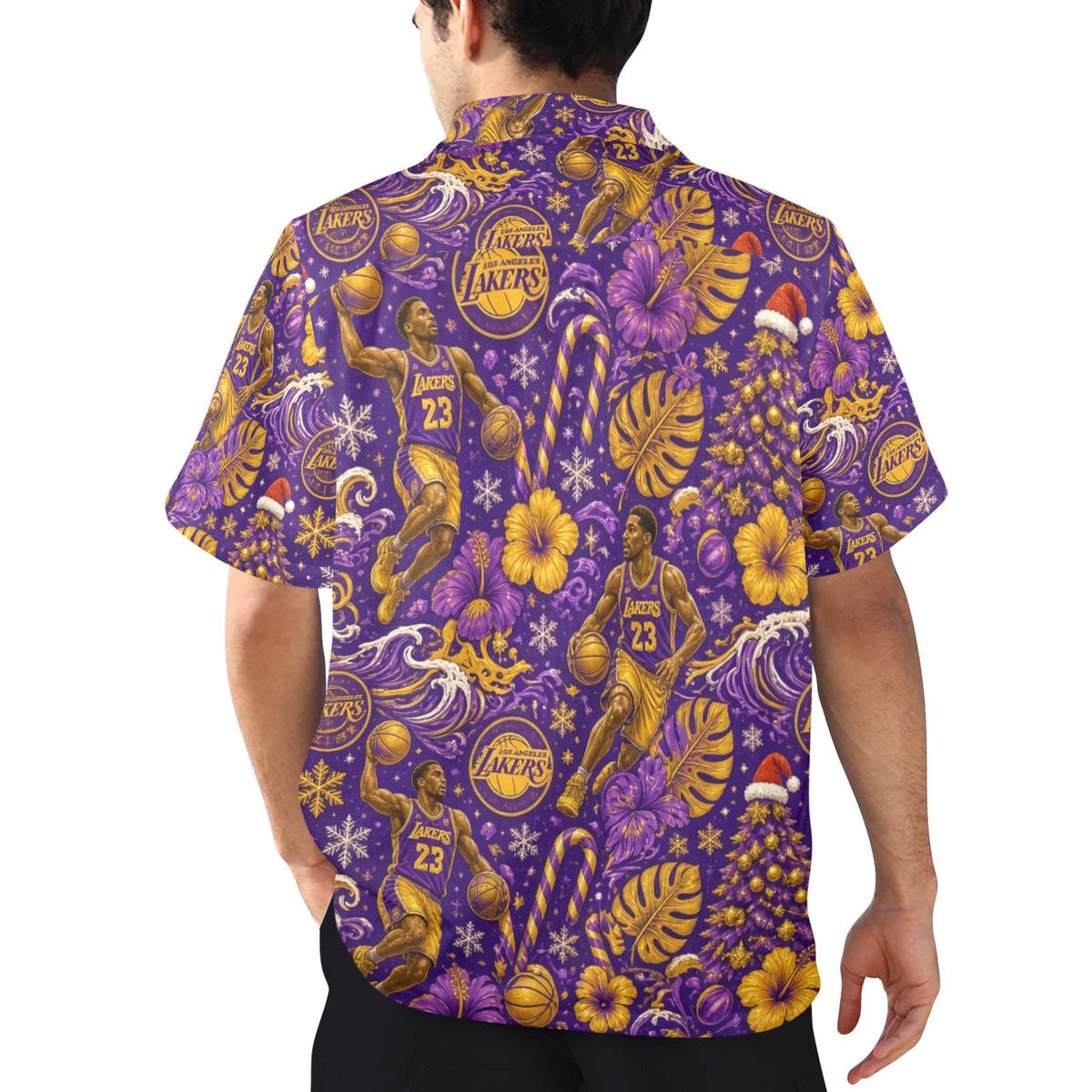 Lakers Christmas Men's All Over Print Hawaiian Shirt Made In USA Ships to USA Only