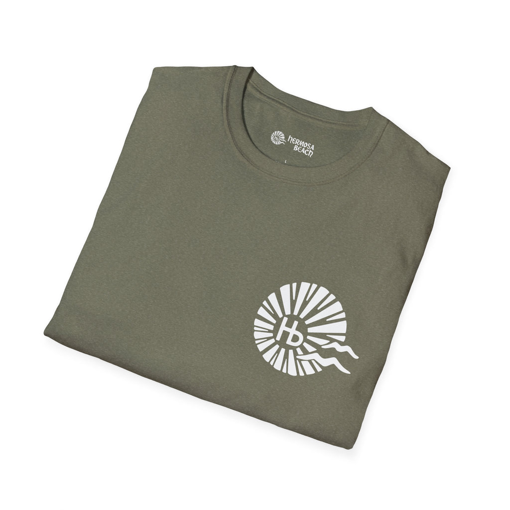 Hermosa Beach Sunburst Wave T-Shirt (printed front back neck) | Hb Minimal Logo Tee