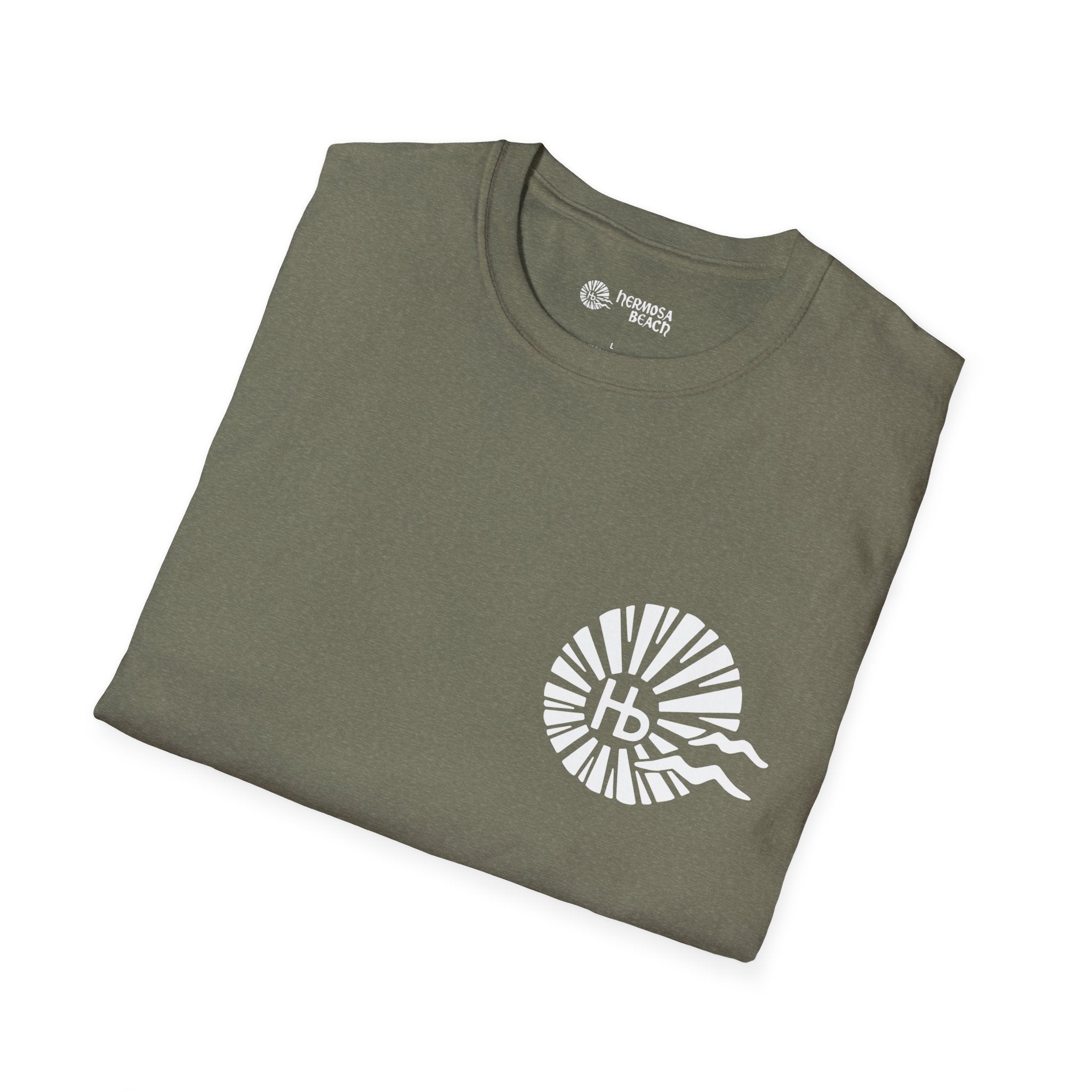 Hermosa Beach Sunburst Wave T-Shirt (printed front back neck) | Hb Minimal Logo Tee