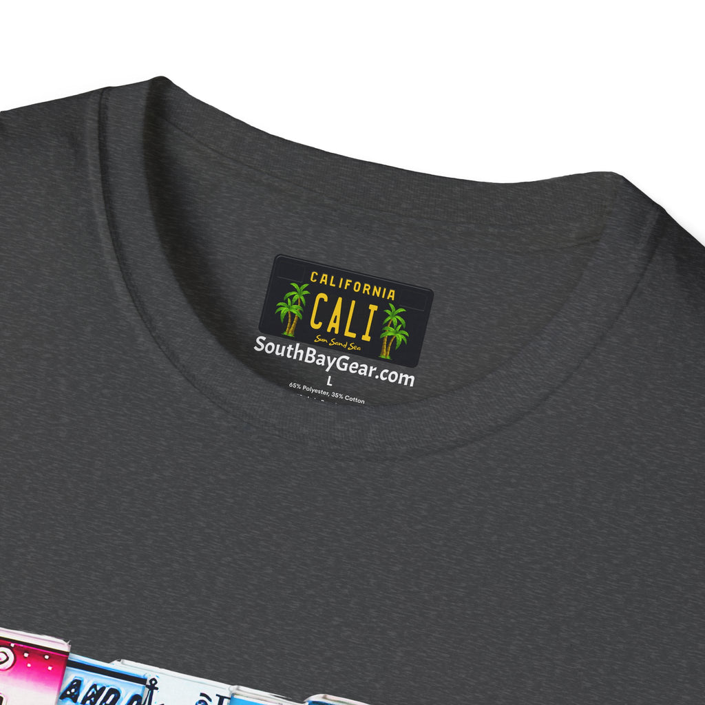 California License Plate Letters T-Shirt | Vintage Road Trip State Tee