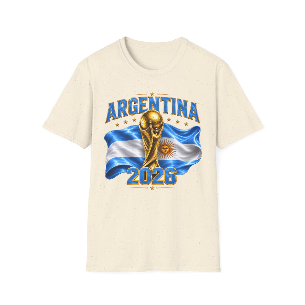 Argentina 2026 World Cup T-Shirt — Golden Trophy & Flag Soccer Fan Tee