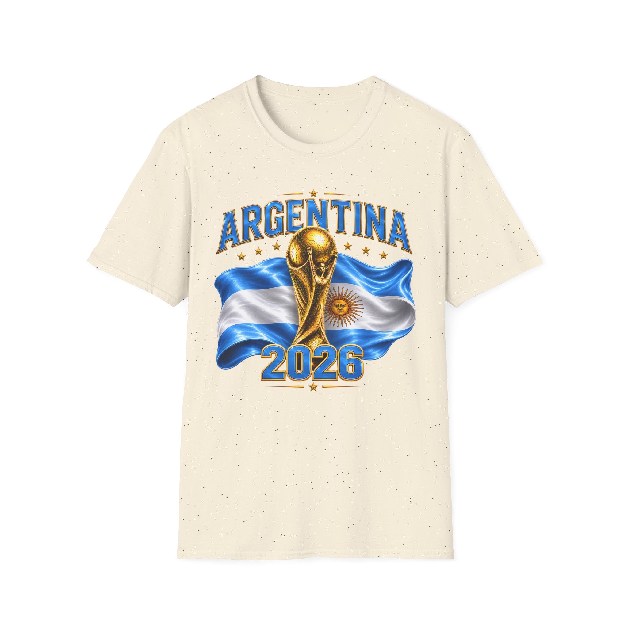 Argentina 2026 World Cup T-Shirt — Golden Trophy & Flag Soccer Fan Tee
