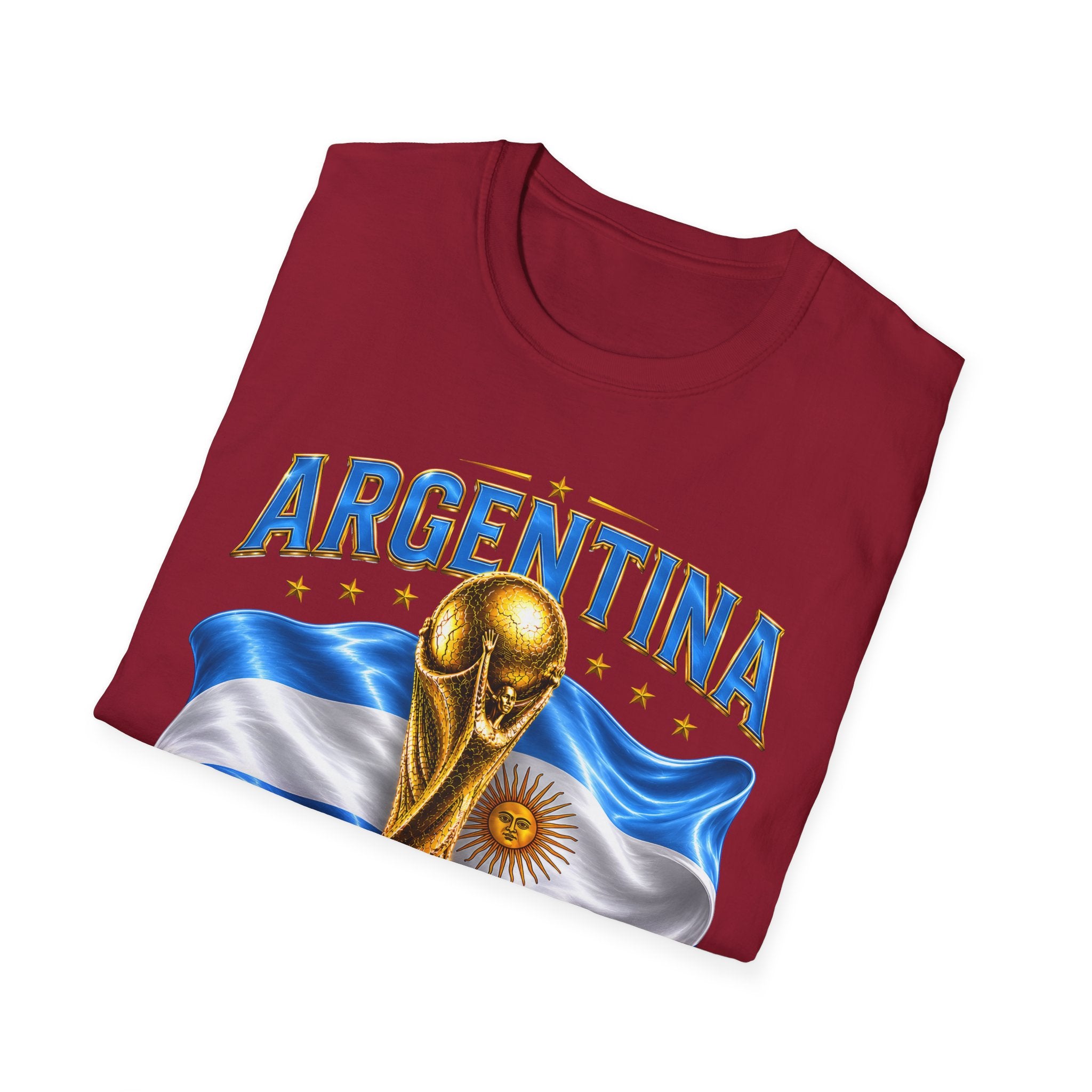 Argentina 2026 World Cup T-Shirt — Golden Trophy & Flag Soccer Fan Tee