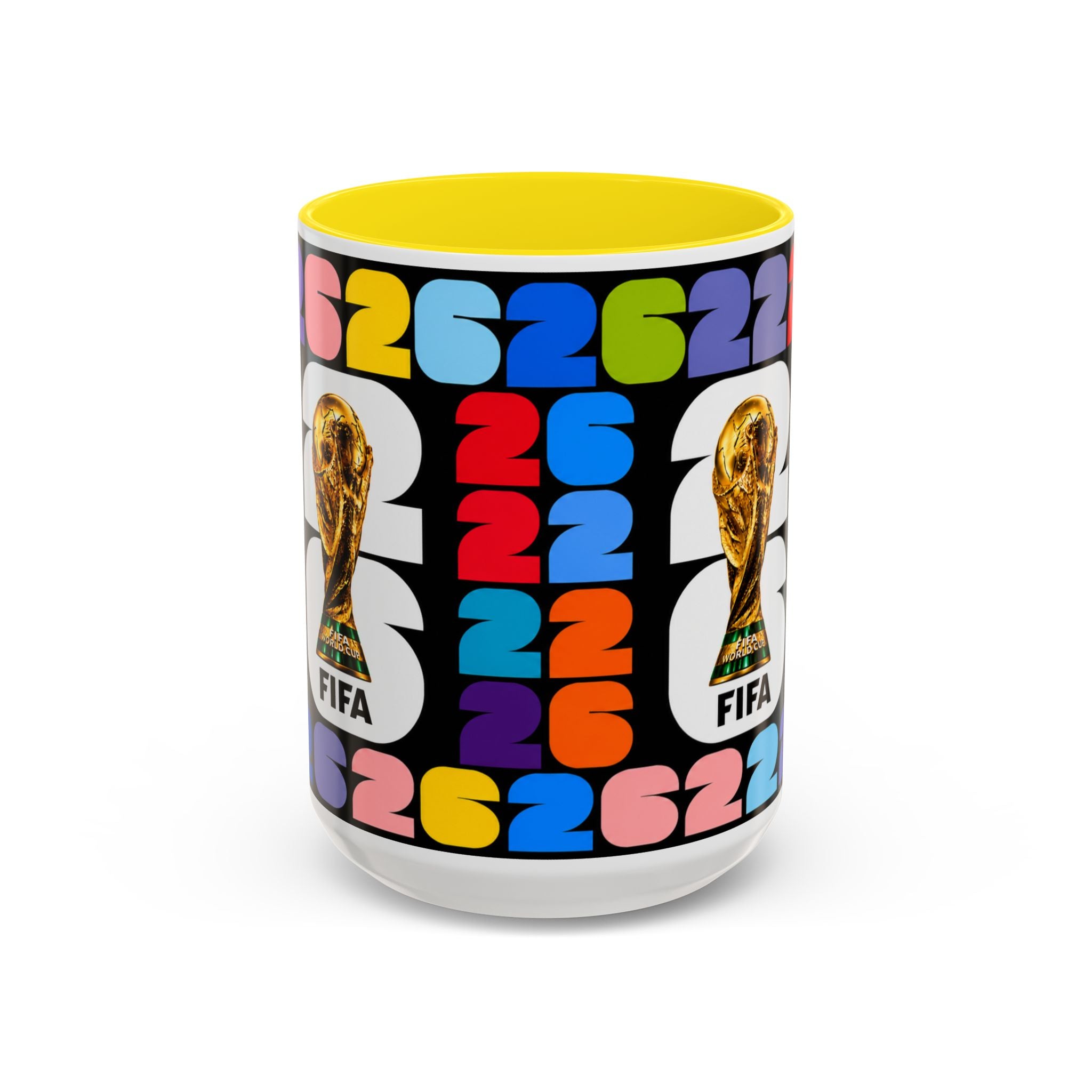 2026 World Cup Accent Coffee Mug – Colorful FIFA Trophy Design (11/15oz)