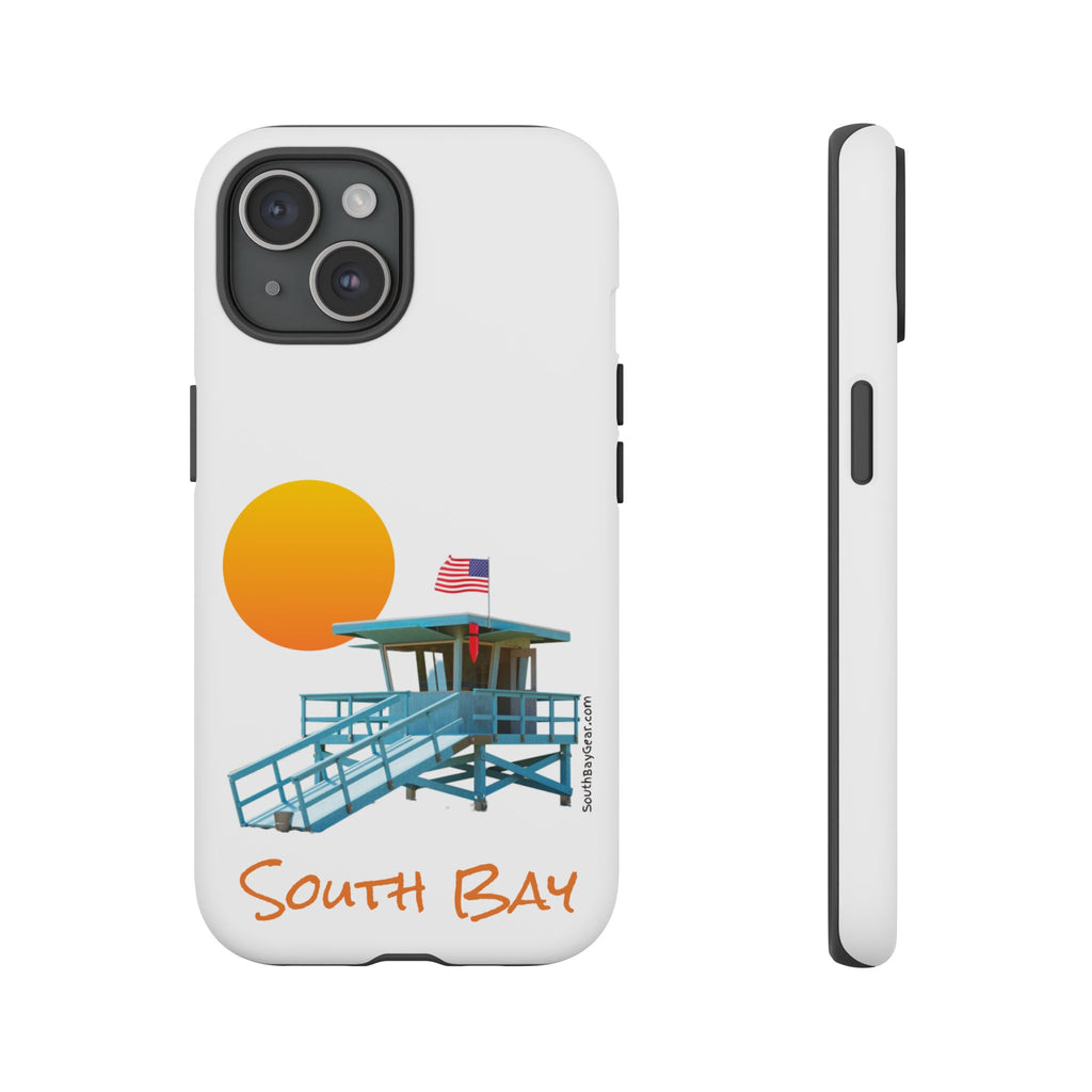 South Bay Lifeguard Stand with American Flag Tough Phone Cases